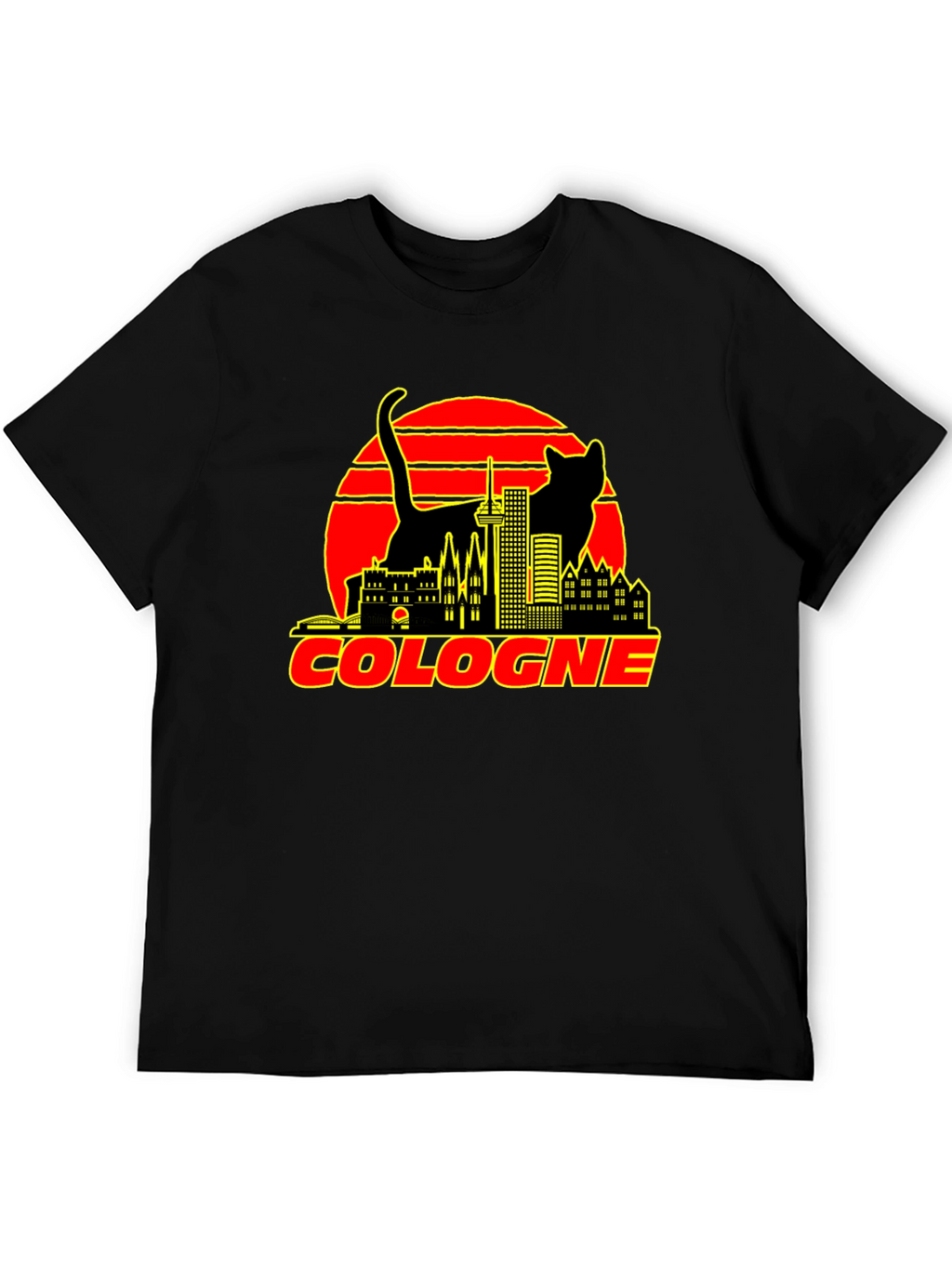 Cologne Cityscape Cat Graphic T-Shirt