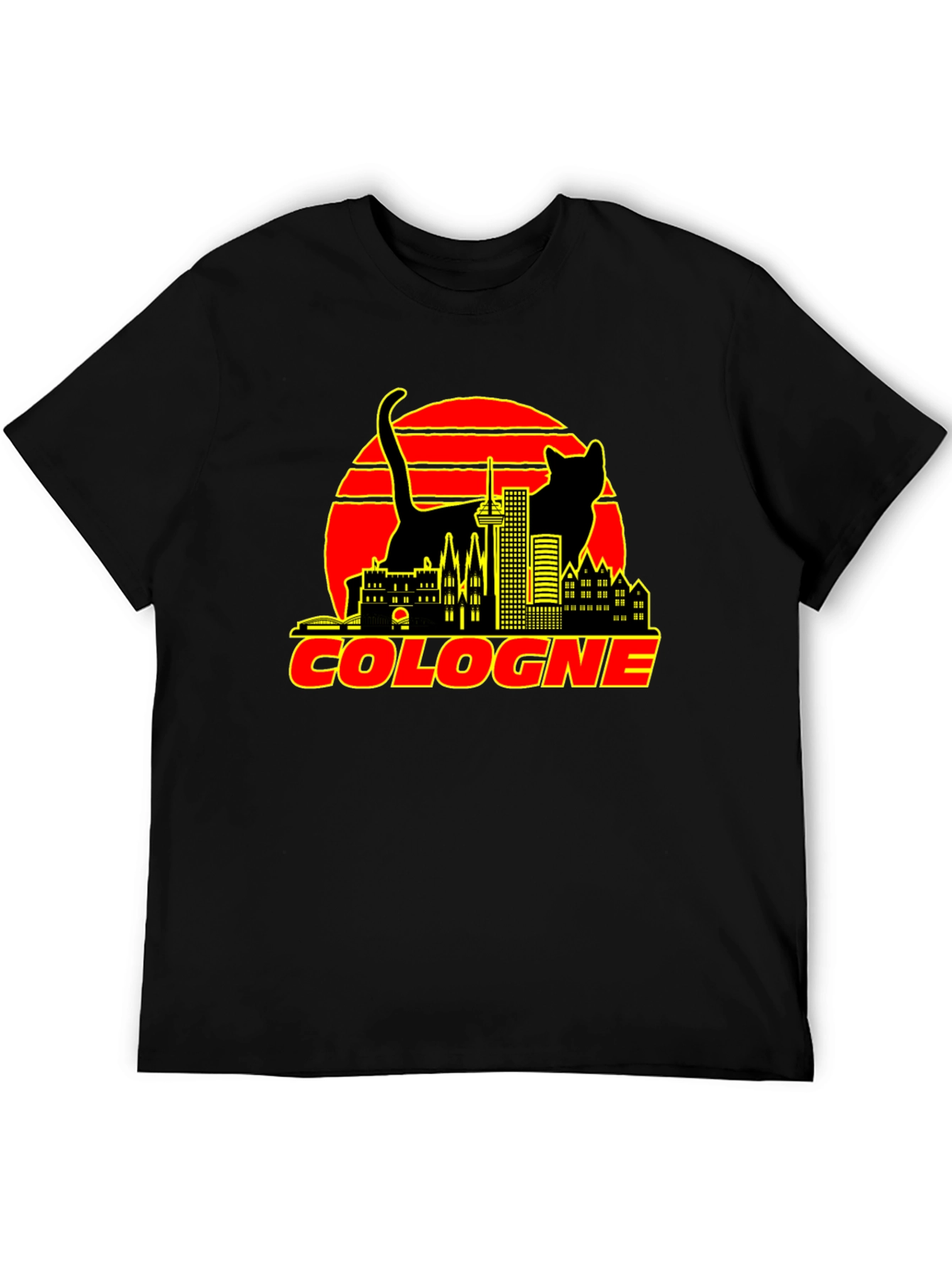 Cologne Cityscape Cat Graphic T-Shirt