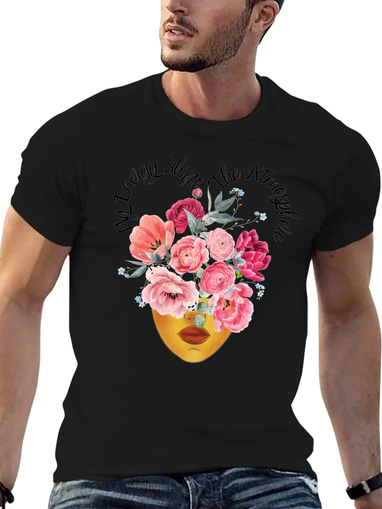 Floral Energy Shift T-Shirt - Black