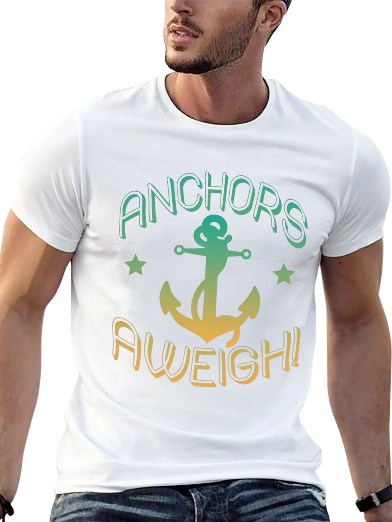 Anchors Aweigh! Black T-Shirt - Nautical Design