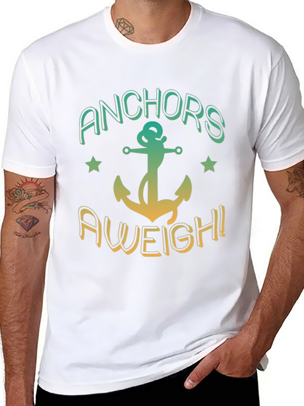 Anchors Aweigh! Black T-Shirt - Nautical Design