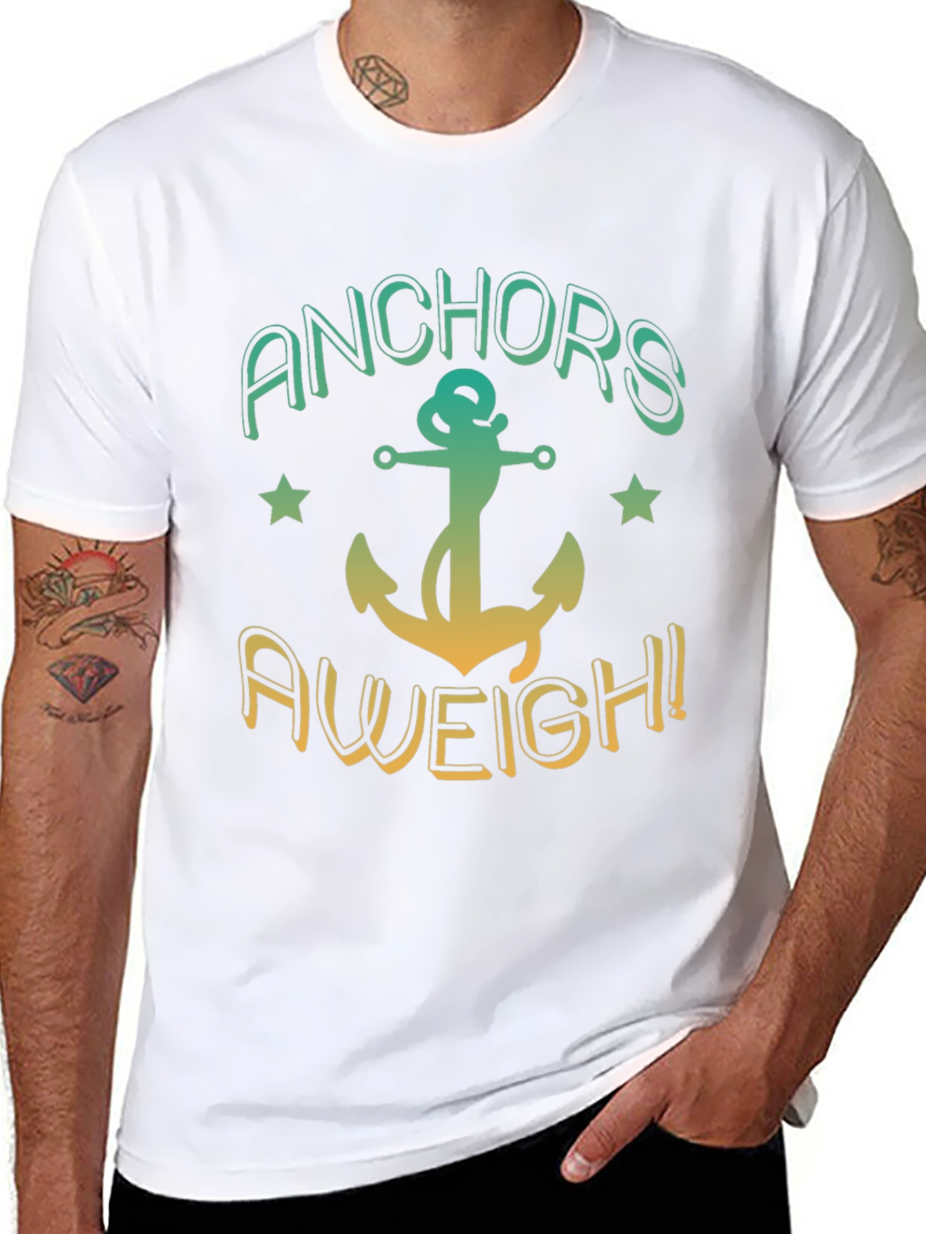 Anchors Aweigh! Black T-Shirt - Nautical Design