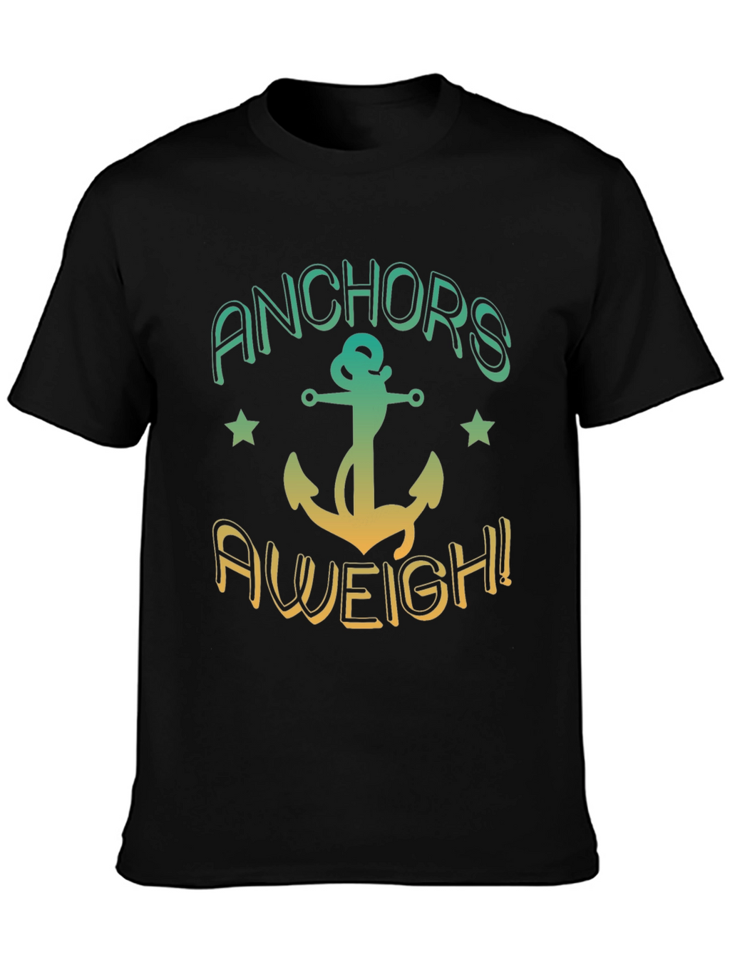 Anchors Aweigh! Black T-Shirt - Nautical Design