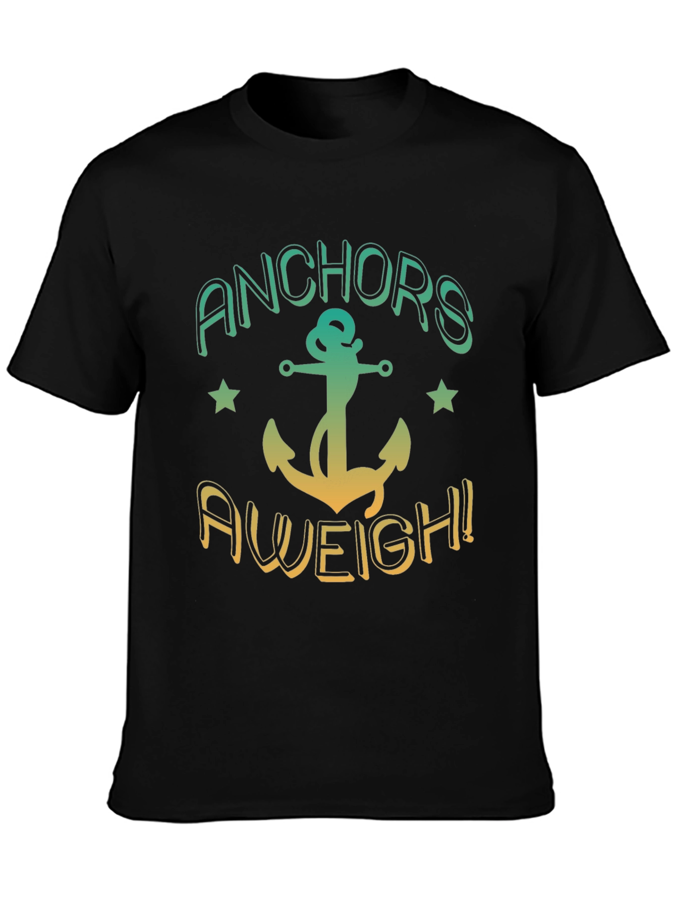 Anchors Aweigh! Black T-Shirt - Nautical Design