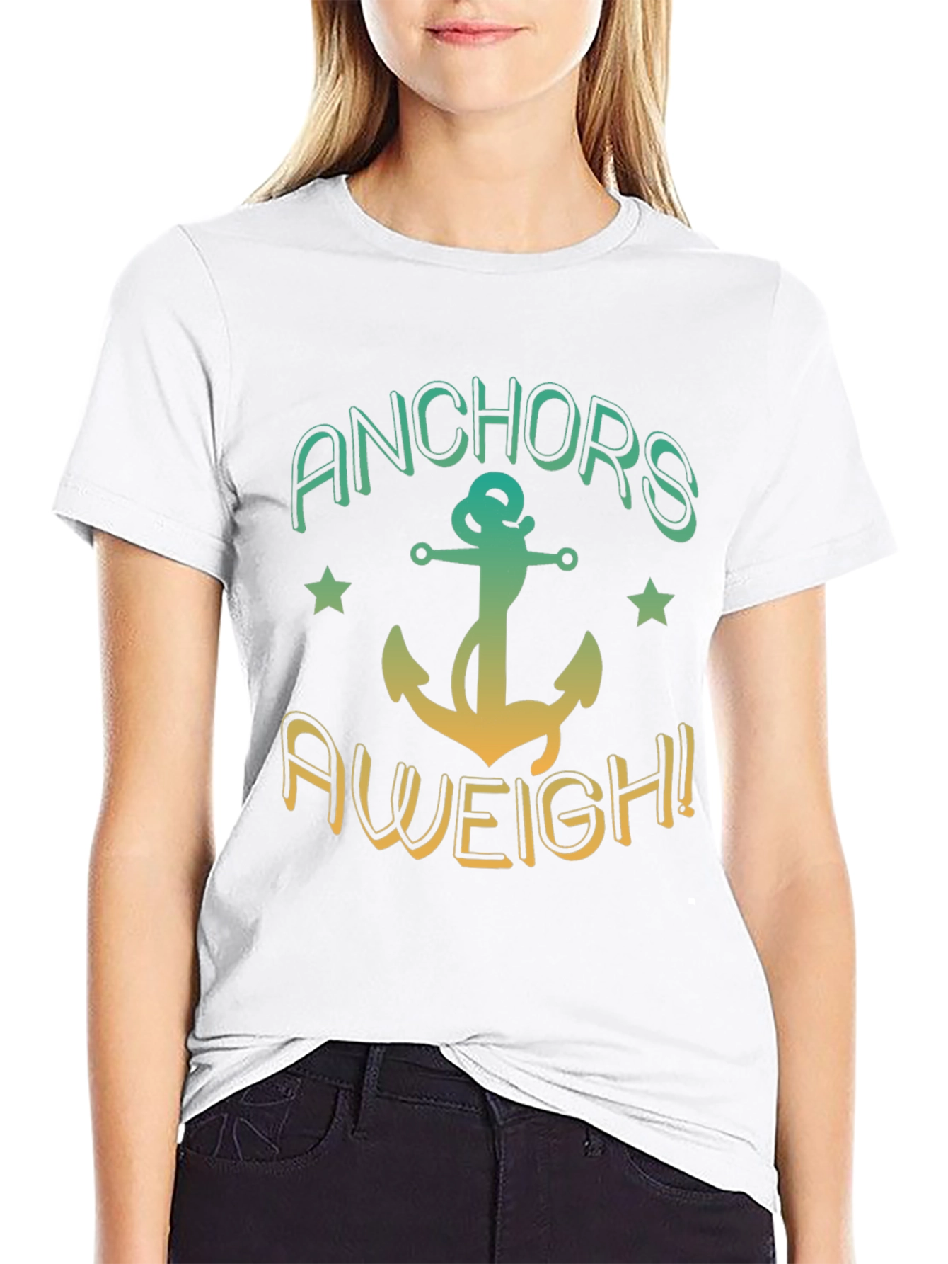 Anchors Aweigh! Black T-Shirt - Nautical Design