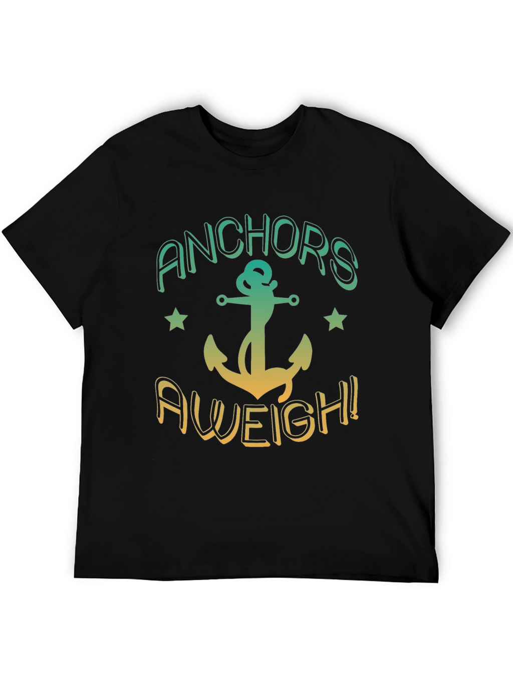 Anchors Aweigh! Black T-Shirt - Nautical Design