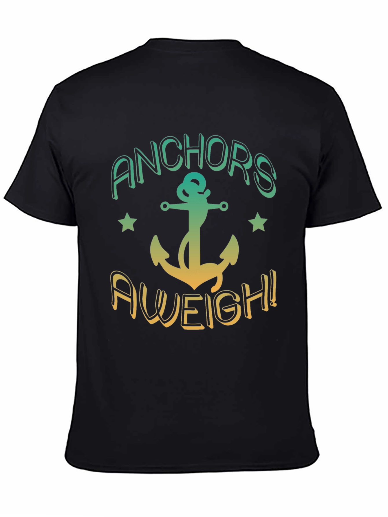 Anchors Aweigh! Black T-Shirt - Nautical Design
