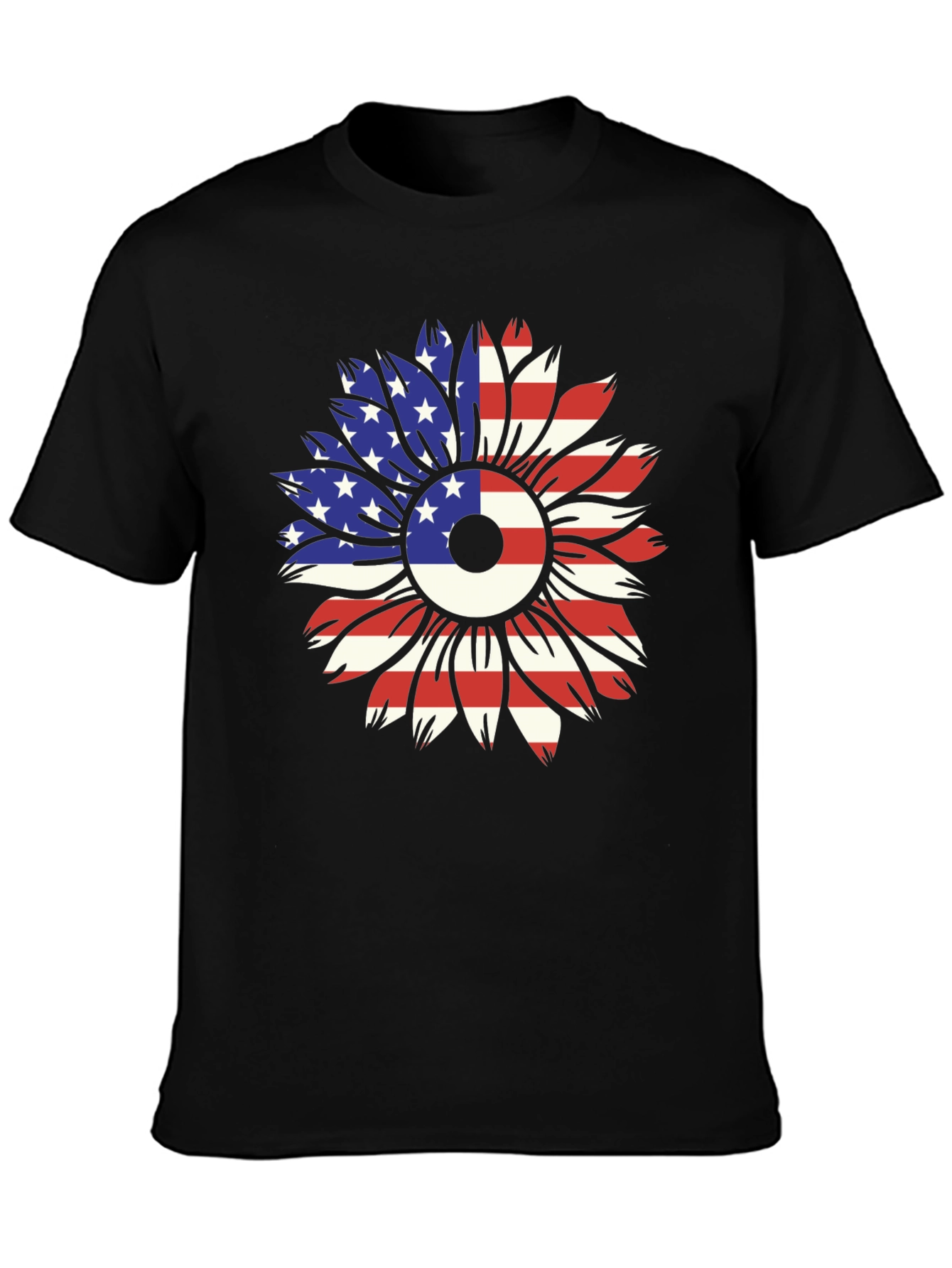 USA Flag Sunflower Graphic Tee