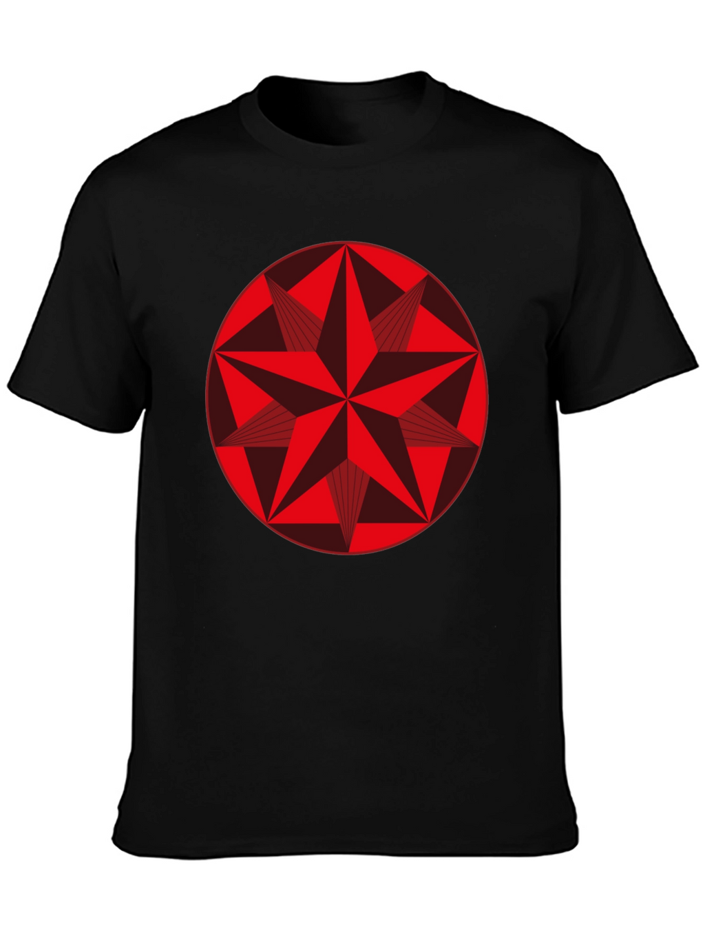 Geometric Star Graphic Tee - Stylish Black Cotton Shirt