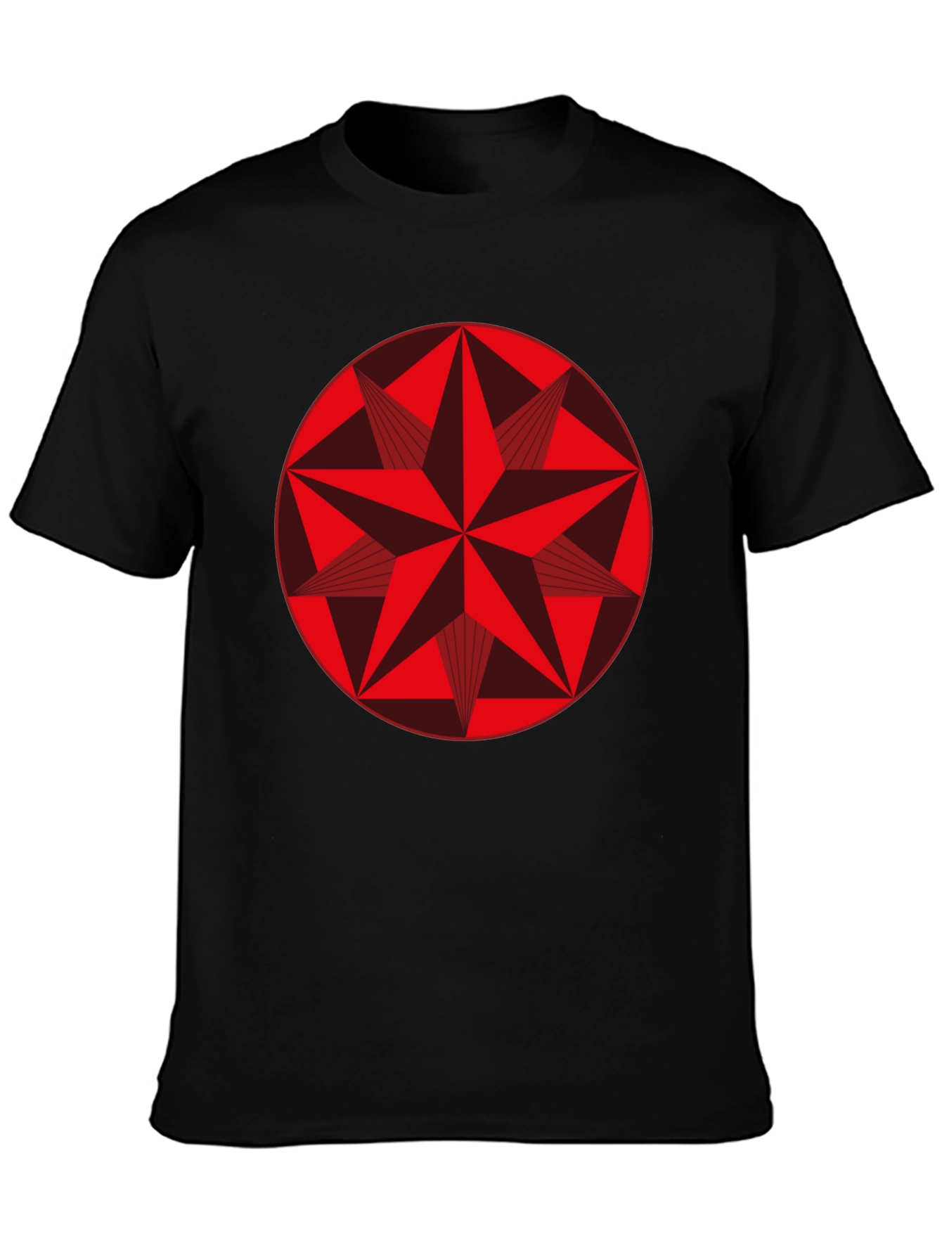 Geometric Star Graphic Tee - Stylish Black Cotton Shirt