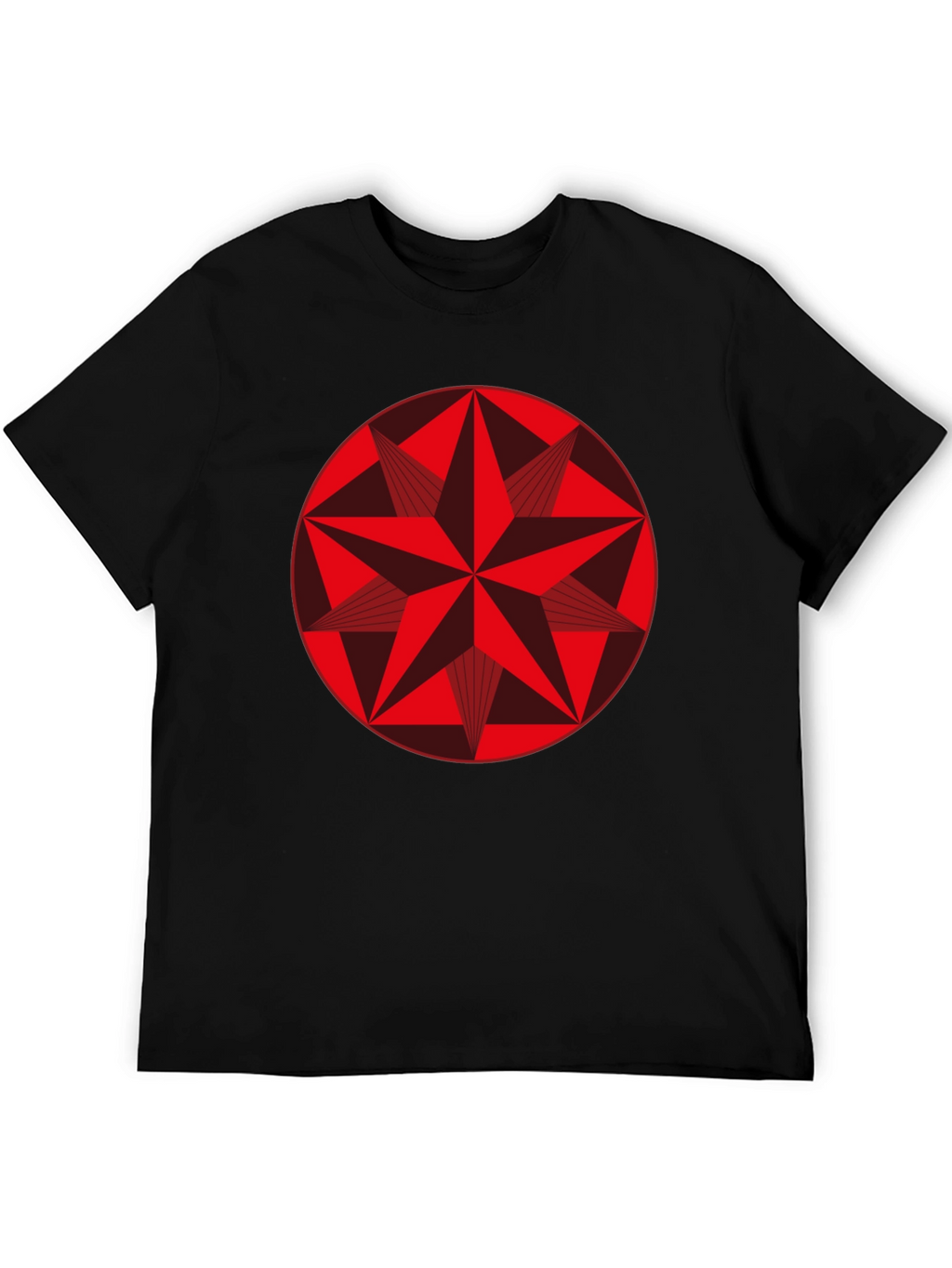 Geometric Star Graphic Tee - Stylish Black Cotton Shirt