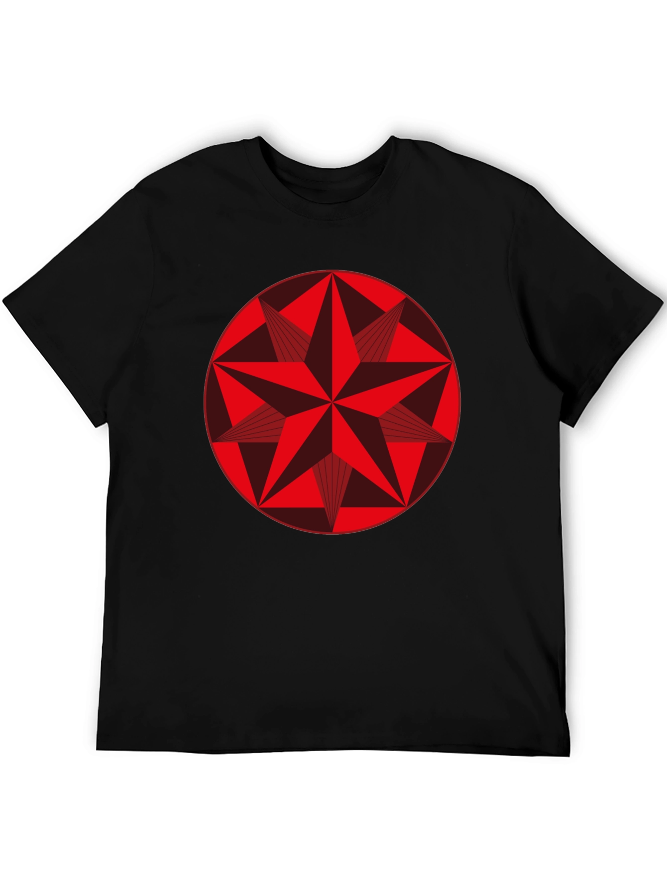 Geometric Star Graphic Tee - Stylish Black Cotton Shirt