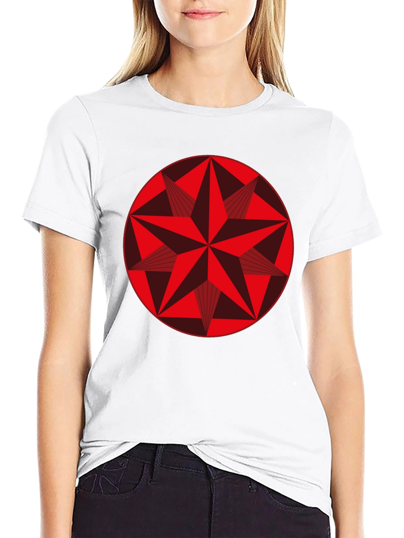 Geometric Star Graphic Tee - Stylish Black Cotton Shirt