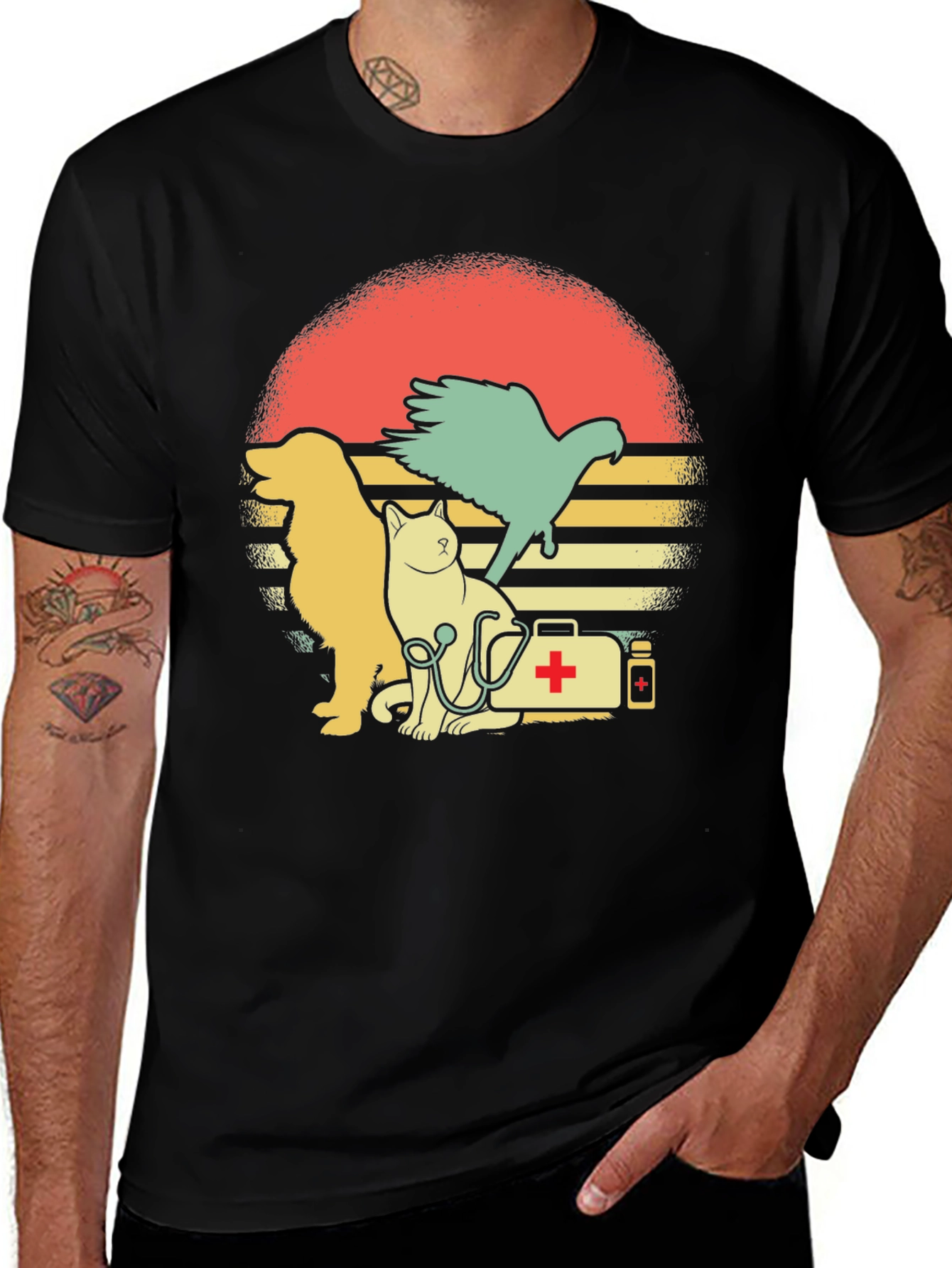 Veterinarian Pet T-Shirt: Dog Cat and Bird Graphic Tee