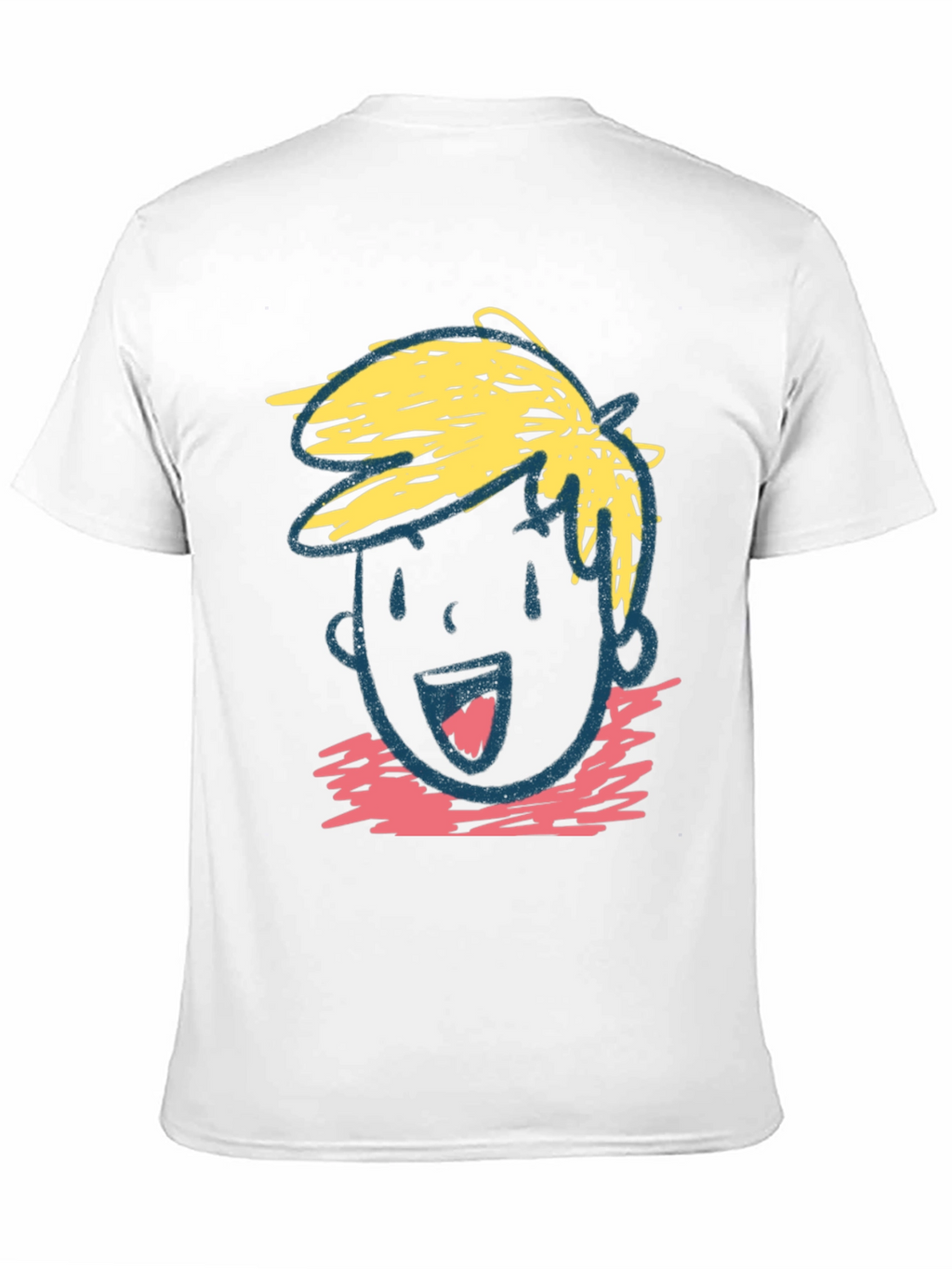 Cartoon Face Graphic Tee - Black Cotton Casual T-Shirt