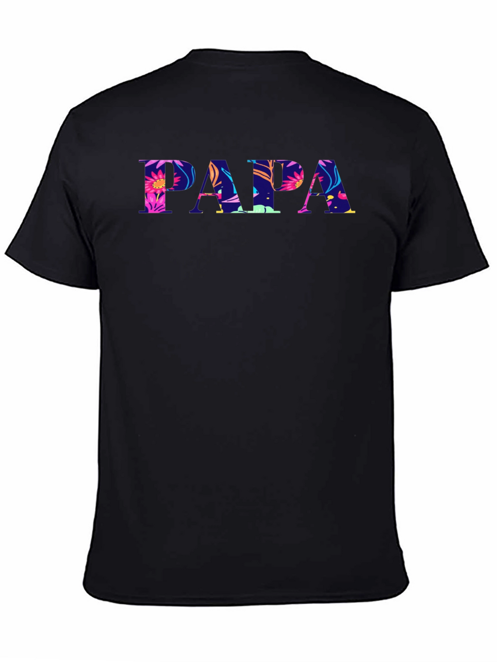 Papa Floral Print Black T-Shirt