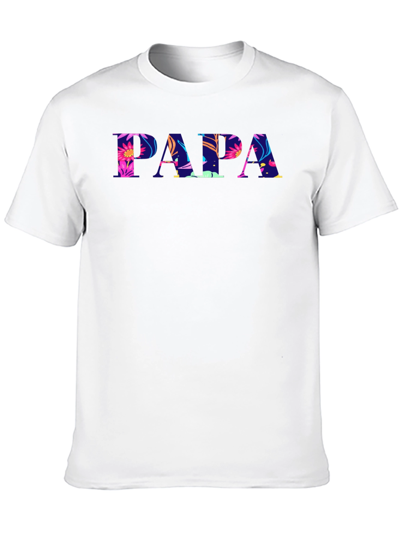 Papa Floral Print Black T-Shirt