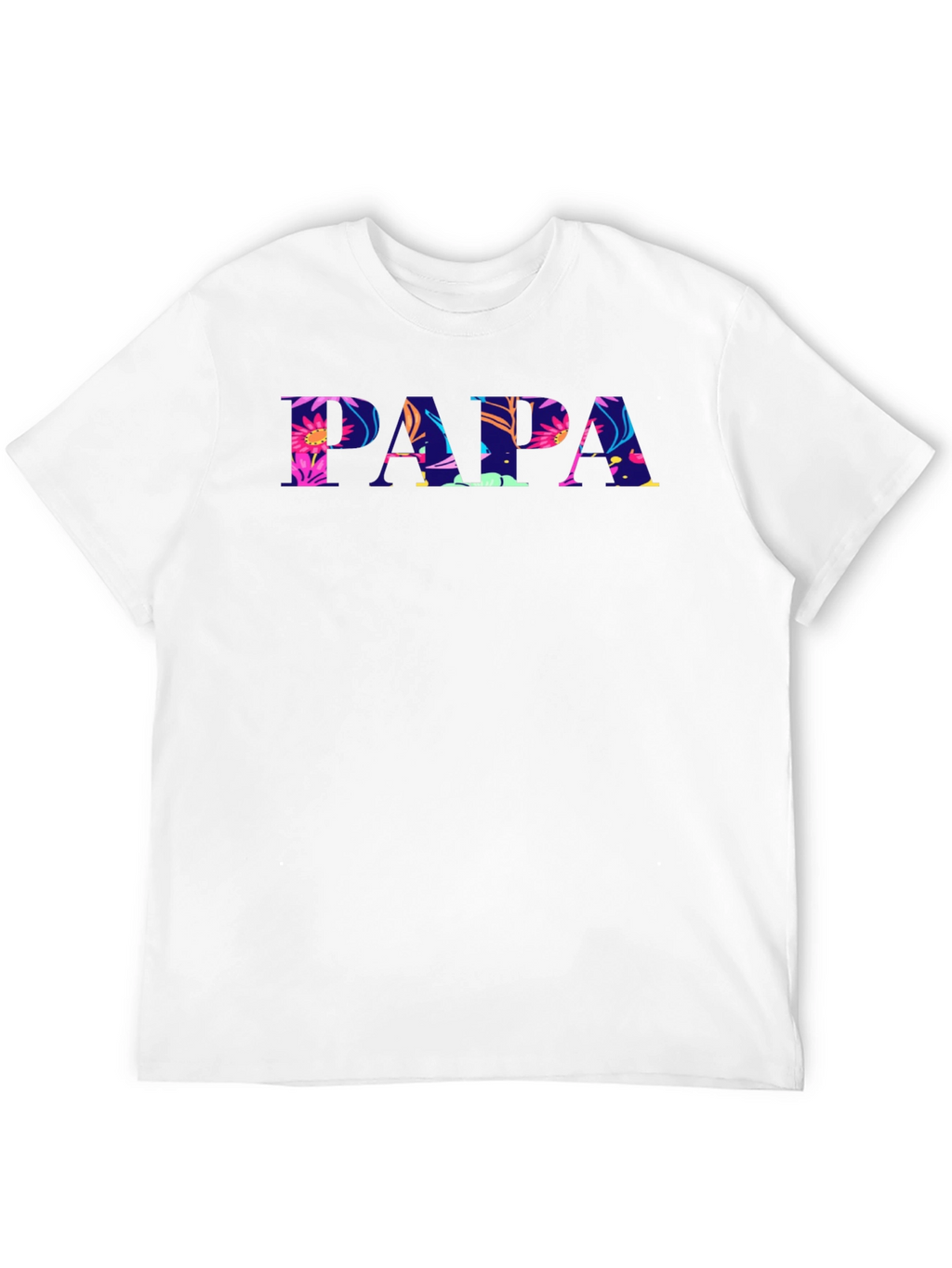 Papa Floral Print Black T-Shirt