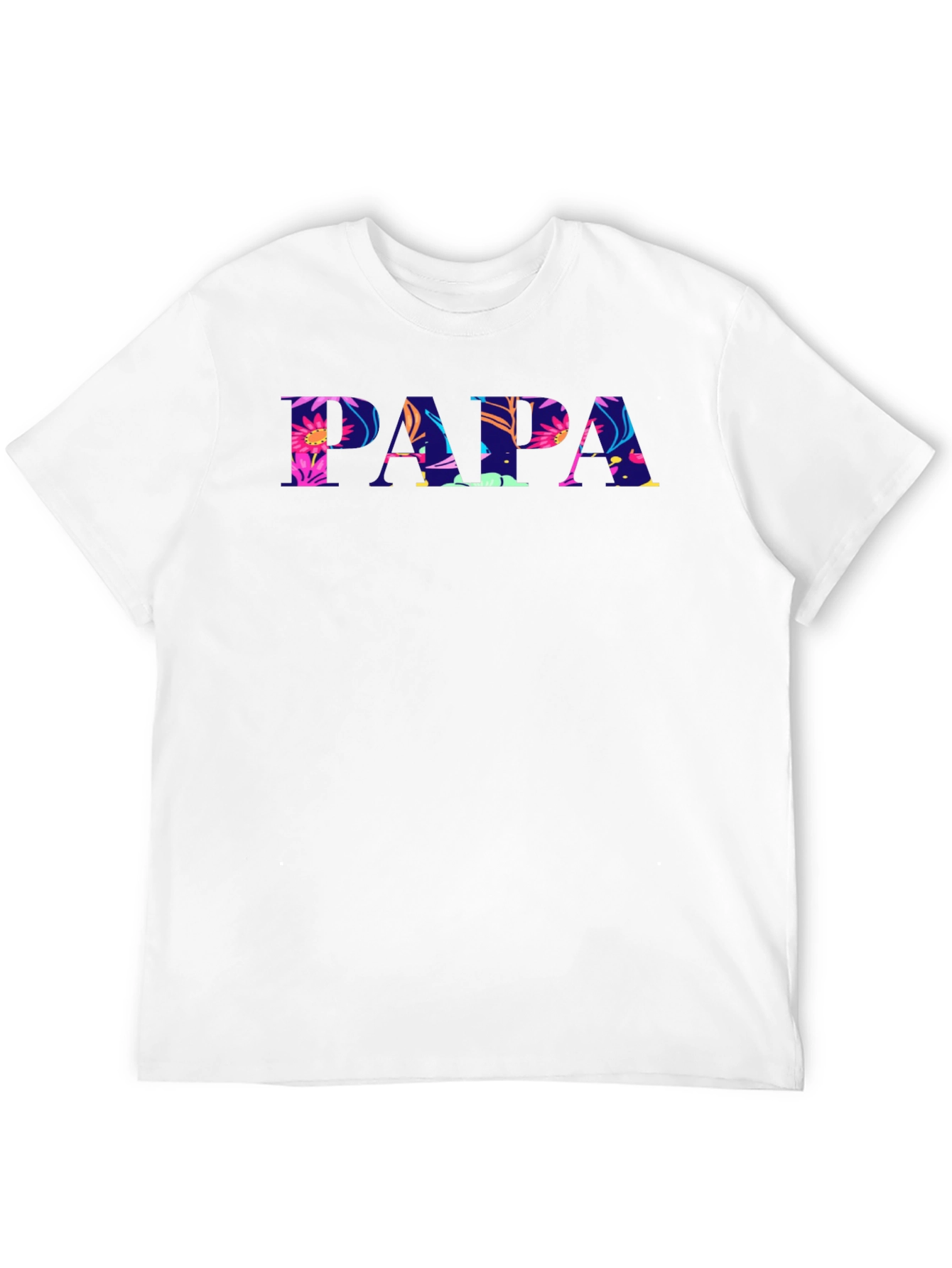 Papa Floral Print Black T-Shirt