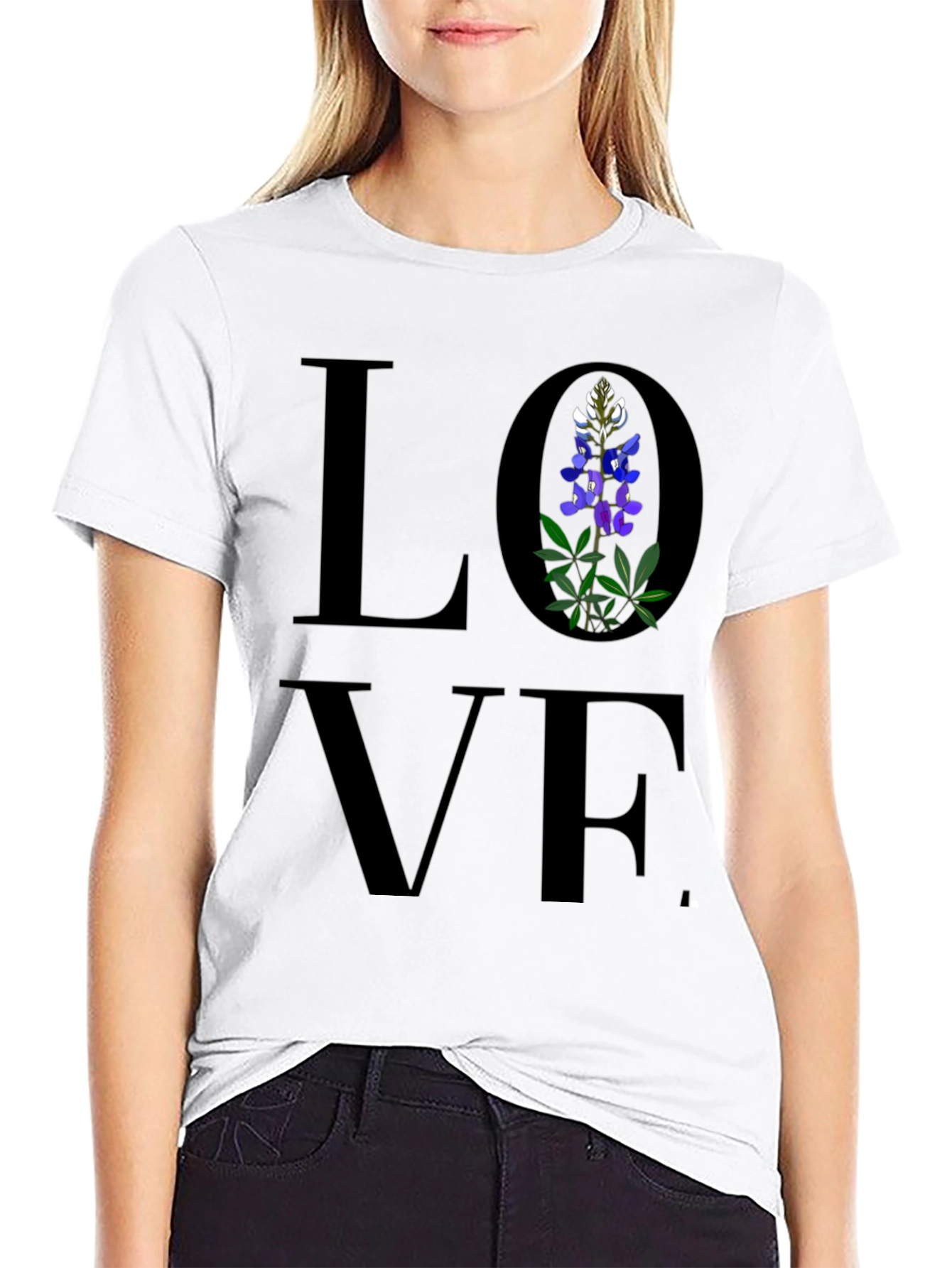 Love Bluebonnet Black T-Shirt Floral Tee