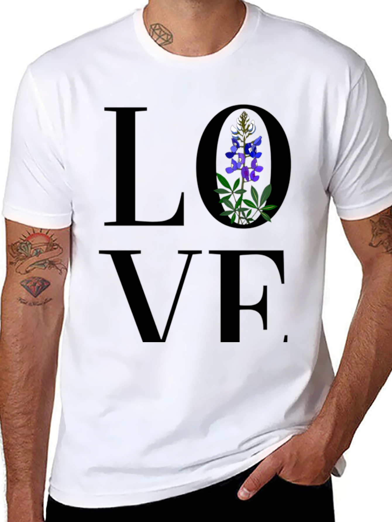 Love Bluebonnet Black T-Shirt Floral Tee