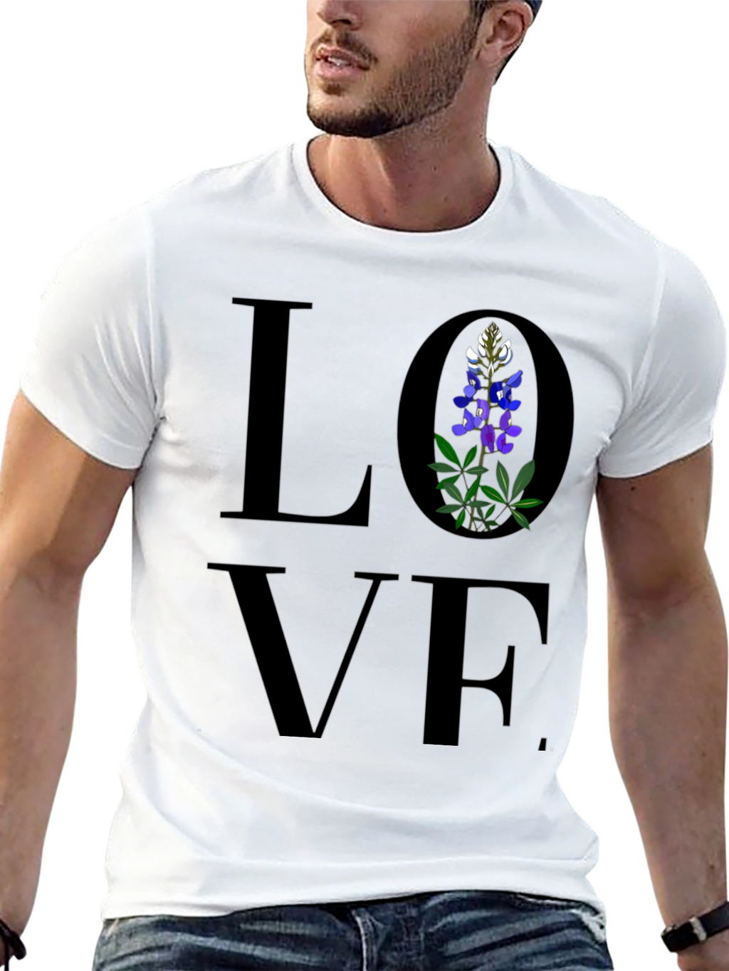 Love Bluebonnet Black T-Shirt Floral Tee
