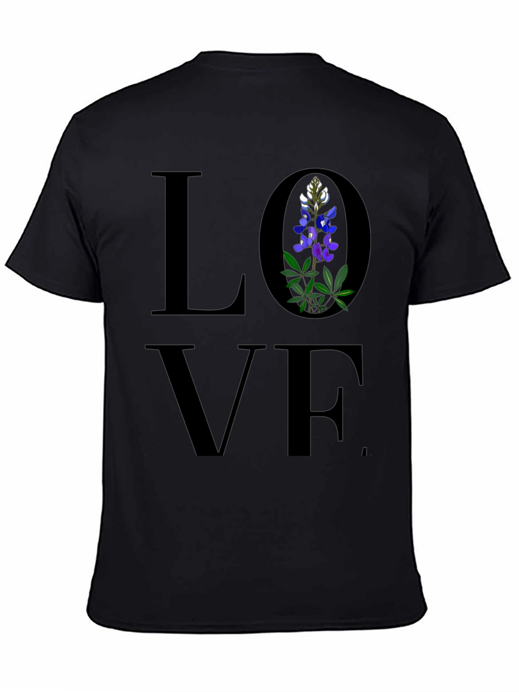 Love Bluebonnet Black T-Shirt Floral Tee