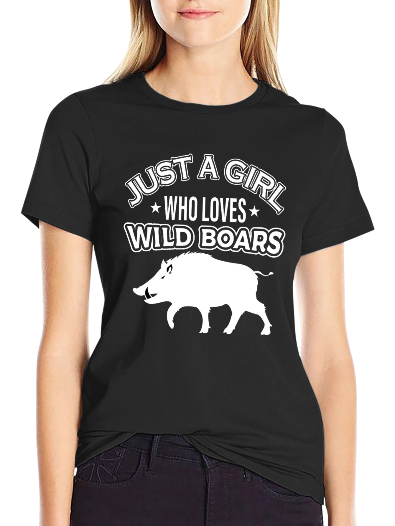 Wild Boar Lover Graphic T-Shirt - Just A Girl Who Loves Boars Tee
