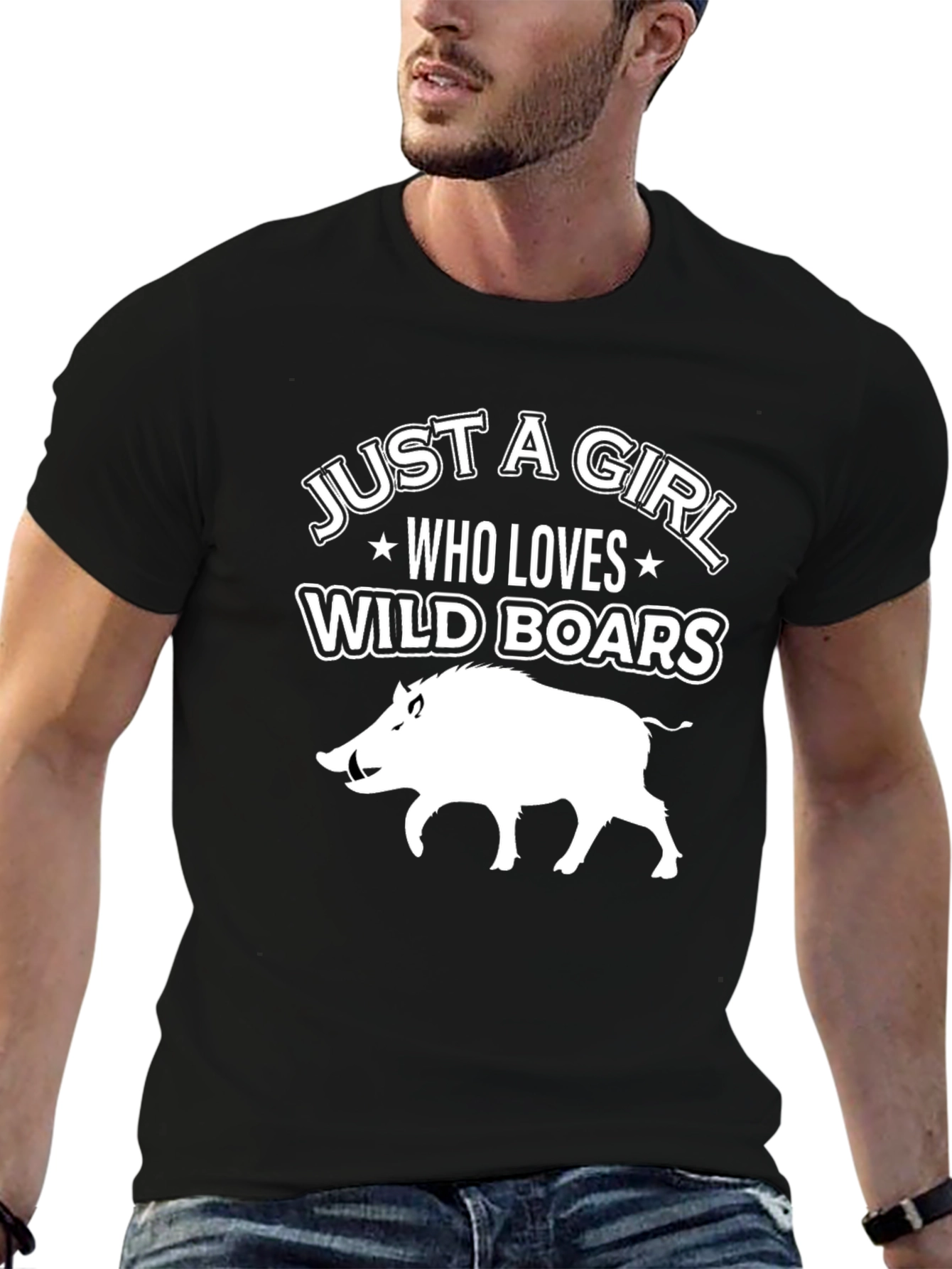 Wild Boar Lover Graphic T-Shirt - Just A Girl Who Loves Boars Tee