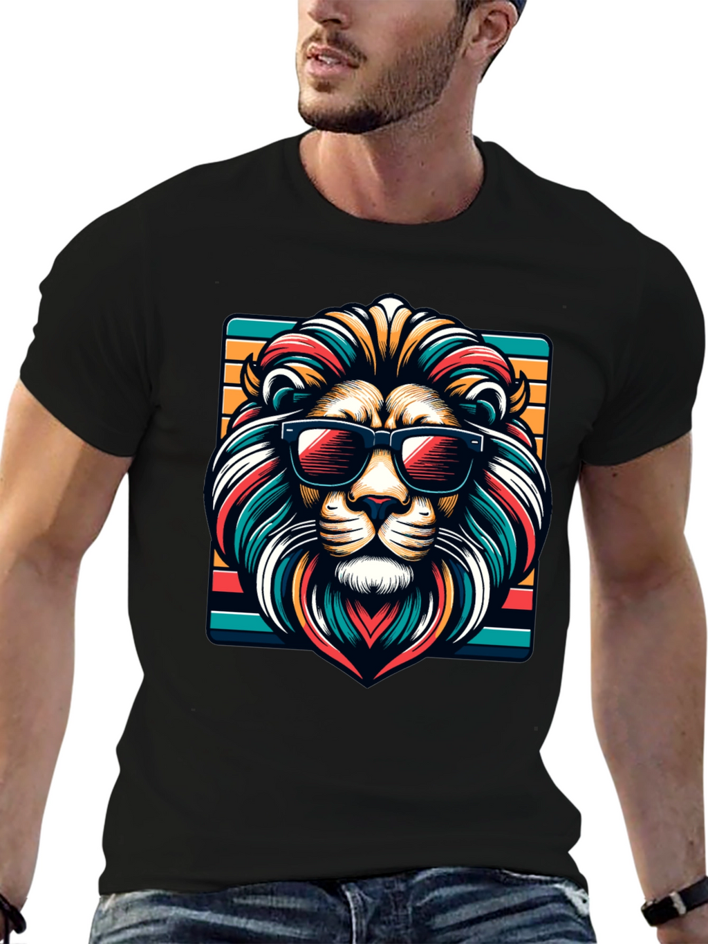 Cool Lion Graphic Tee - Trendy Animal Design