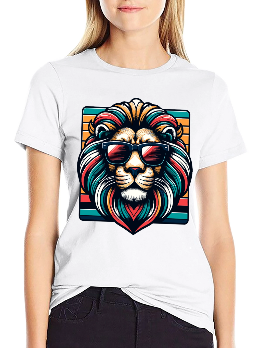 Cool Lion Graphic Tee - Trendy Animal Design
