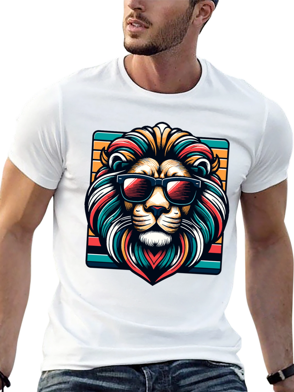 Cool Lion Graphic Tee - Trendy Animal Design