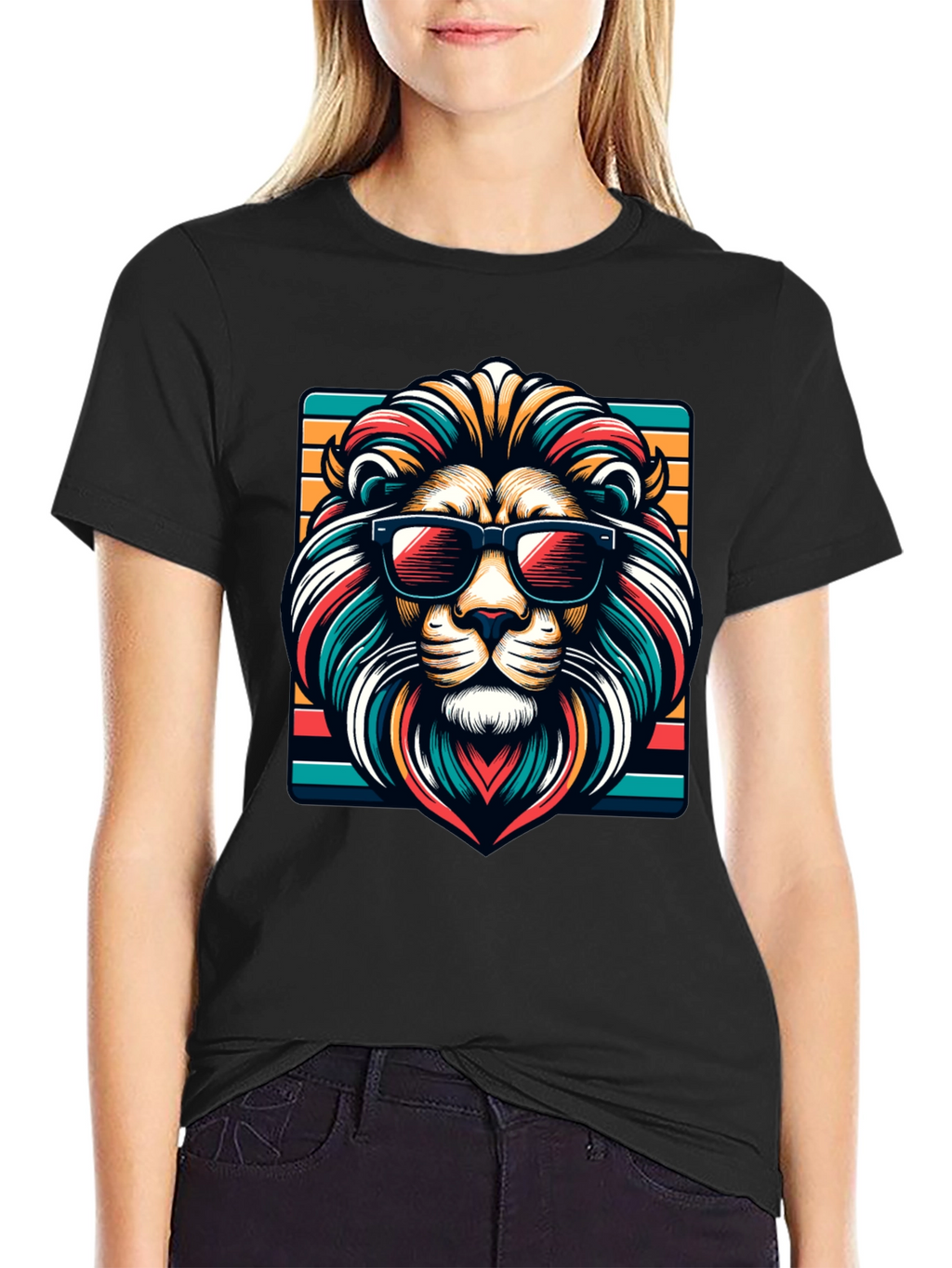 Cool Lion Graphic Tee - Trendy Animal Design