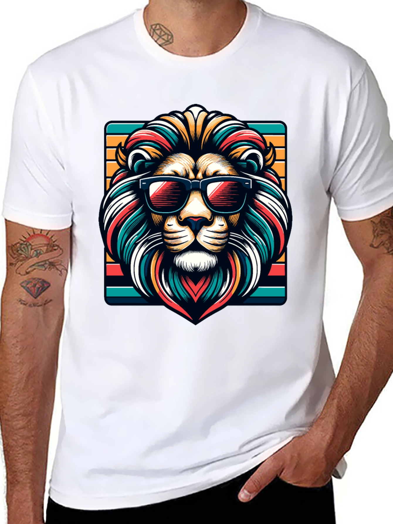 Cool Lion Graphic Tee - Trendy Animal Design