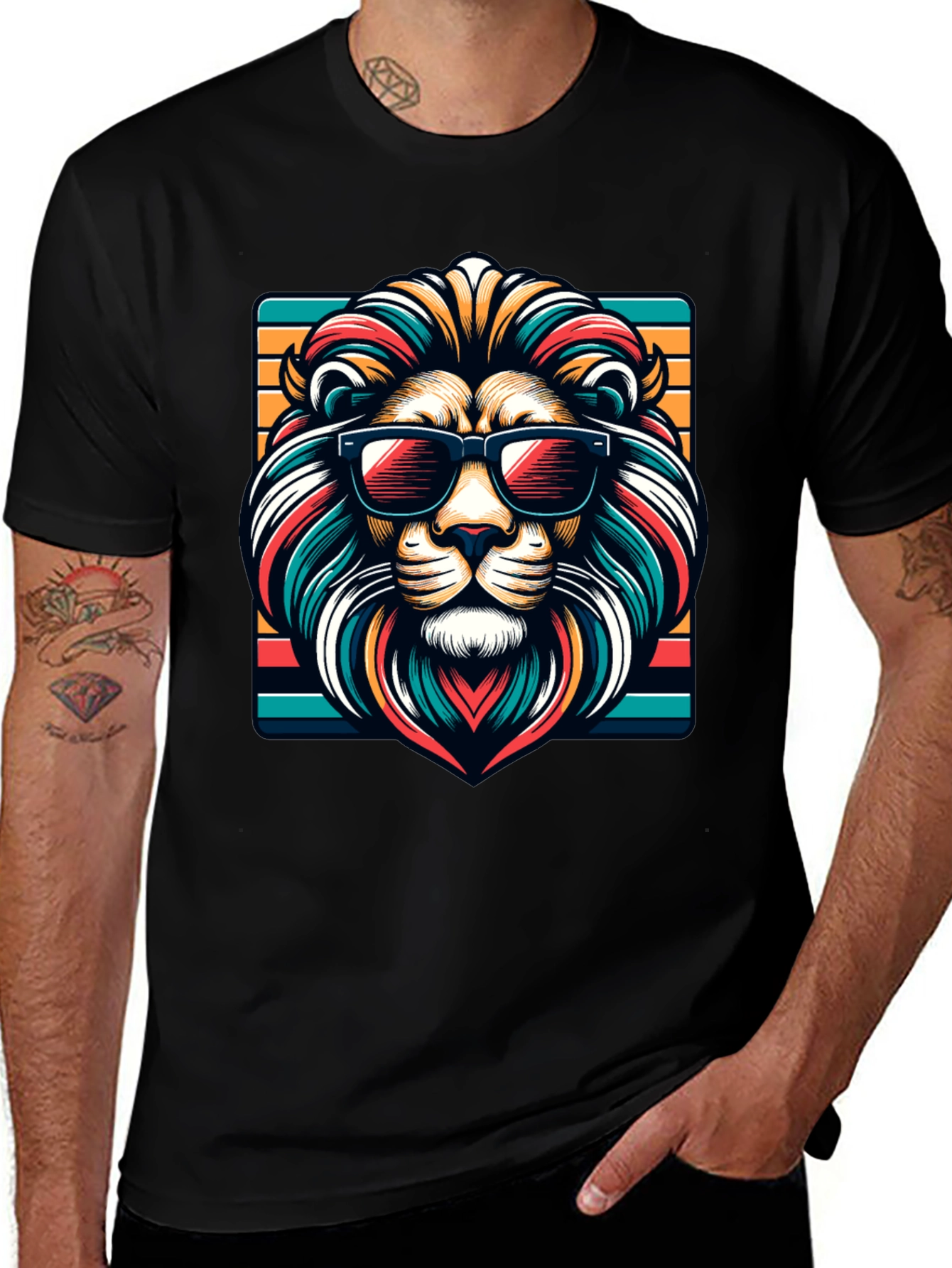 Cool Lion Graphic Tee - Trendy Animal Design