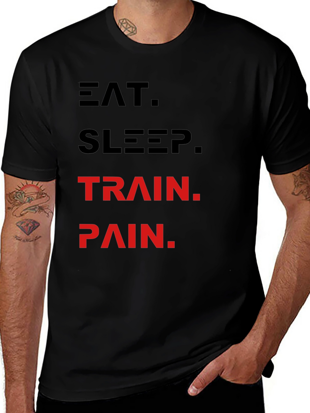 Eat Sleep Train Pain Black T-Shirt