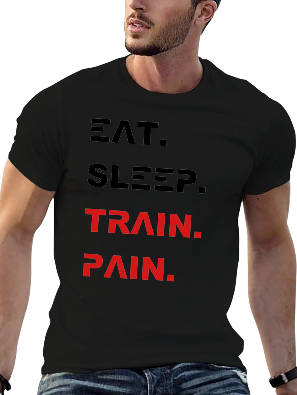 Eat Sleep Train Pain Black T-Shirt