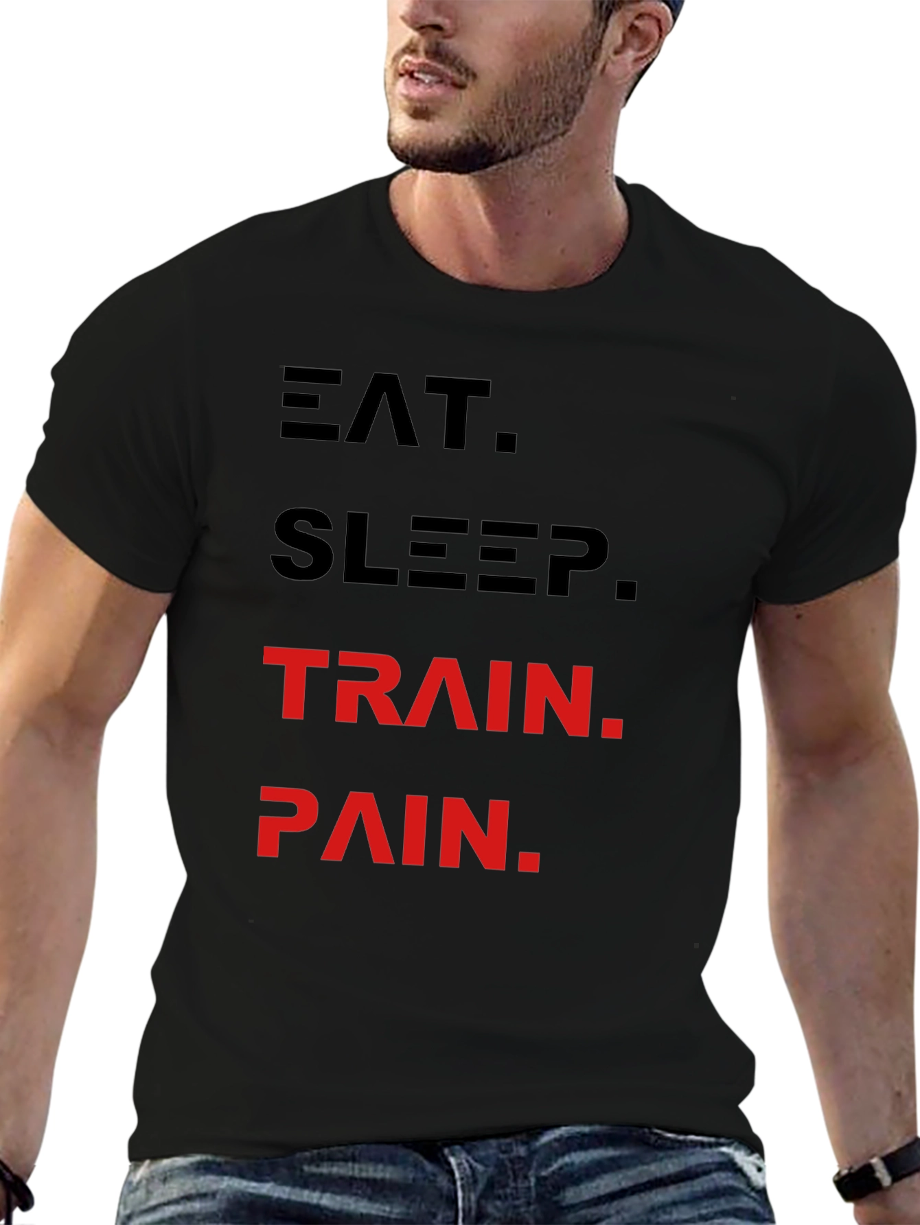 Eat Sleep Train Pain Black T-Shirt