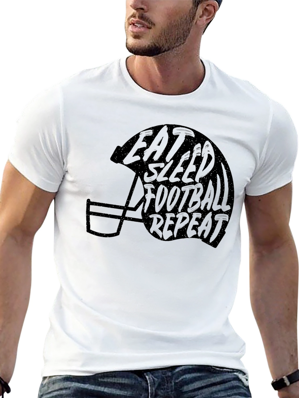 Eat Sleep Football Repeat Graphic Tee