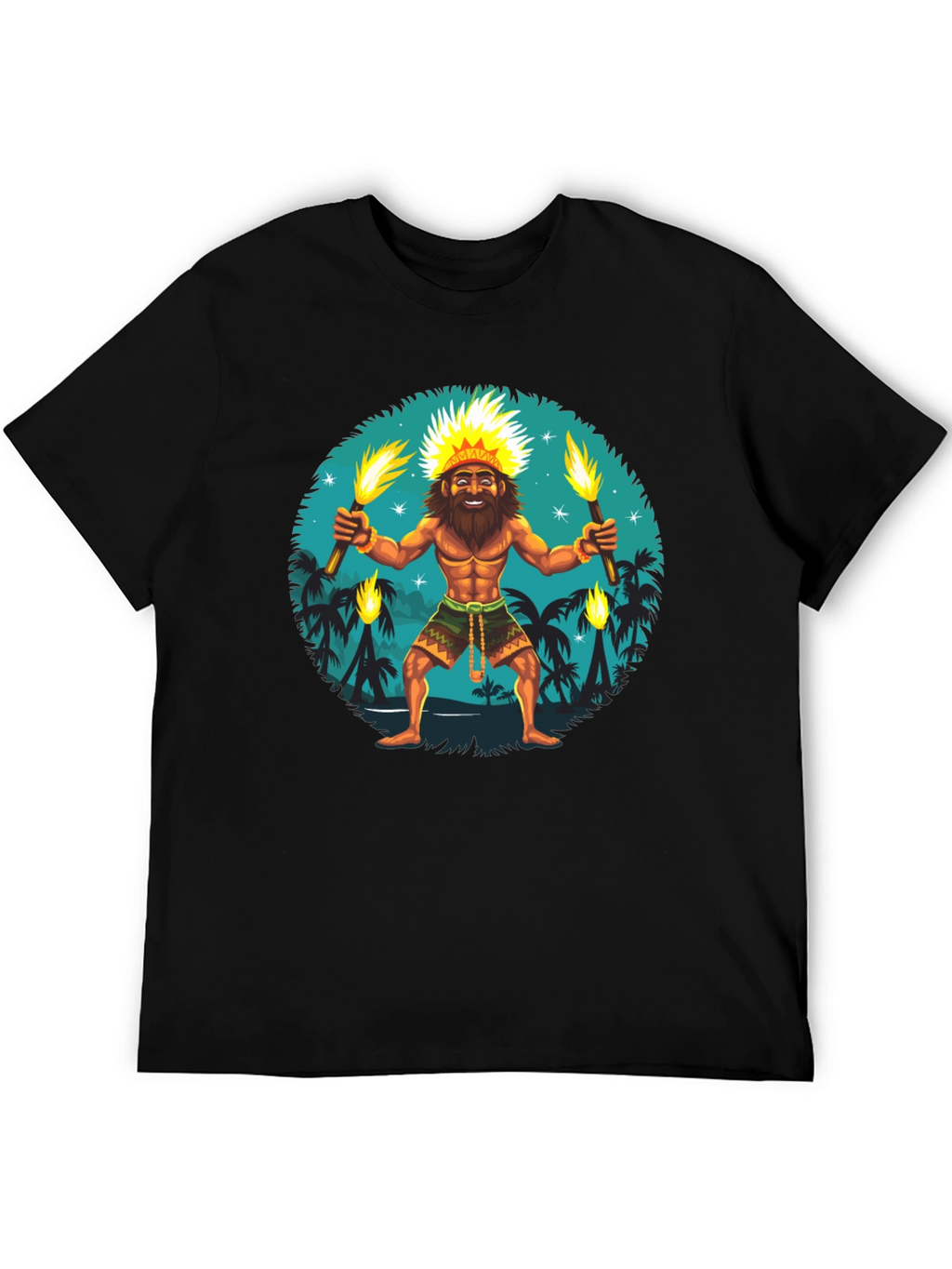 Island King T-Shirt: Tropical Torchbearer Design