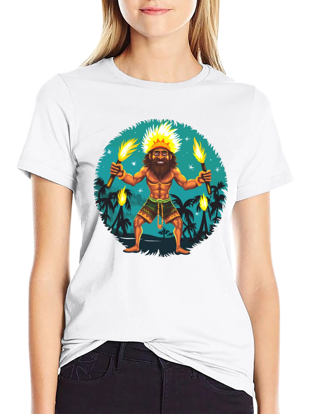 Island King T-Shirt: Tropical Torchbearer Design