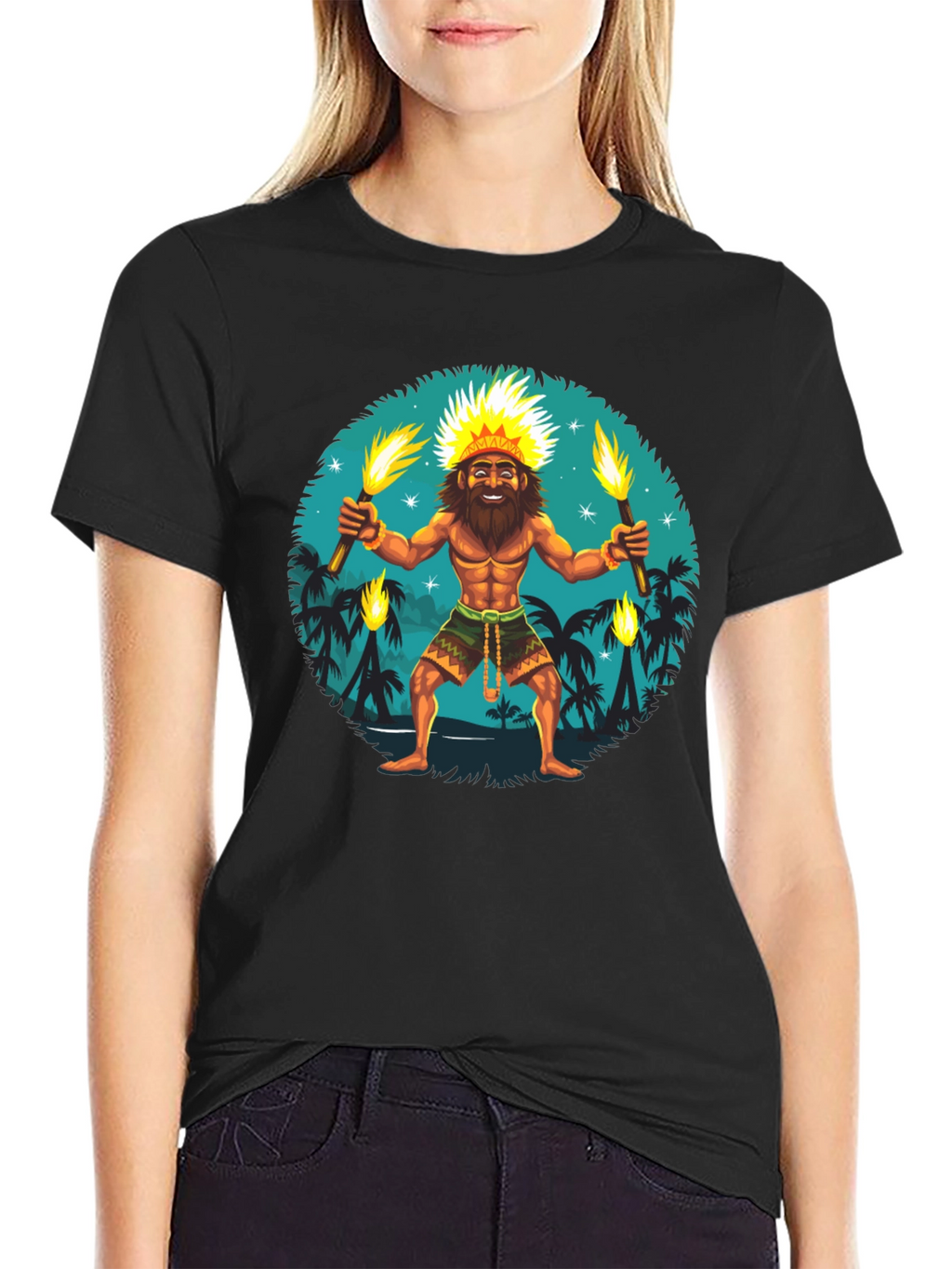 Island King T-Shirt: Tropical Torchbearer Design