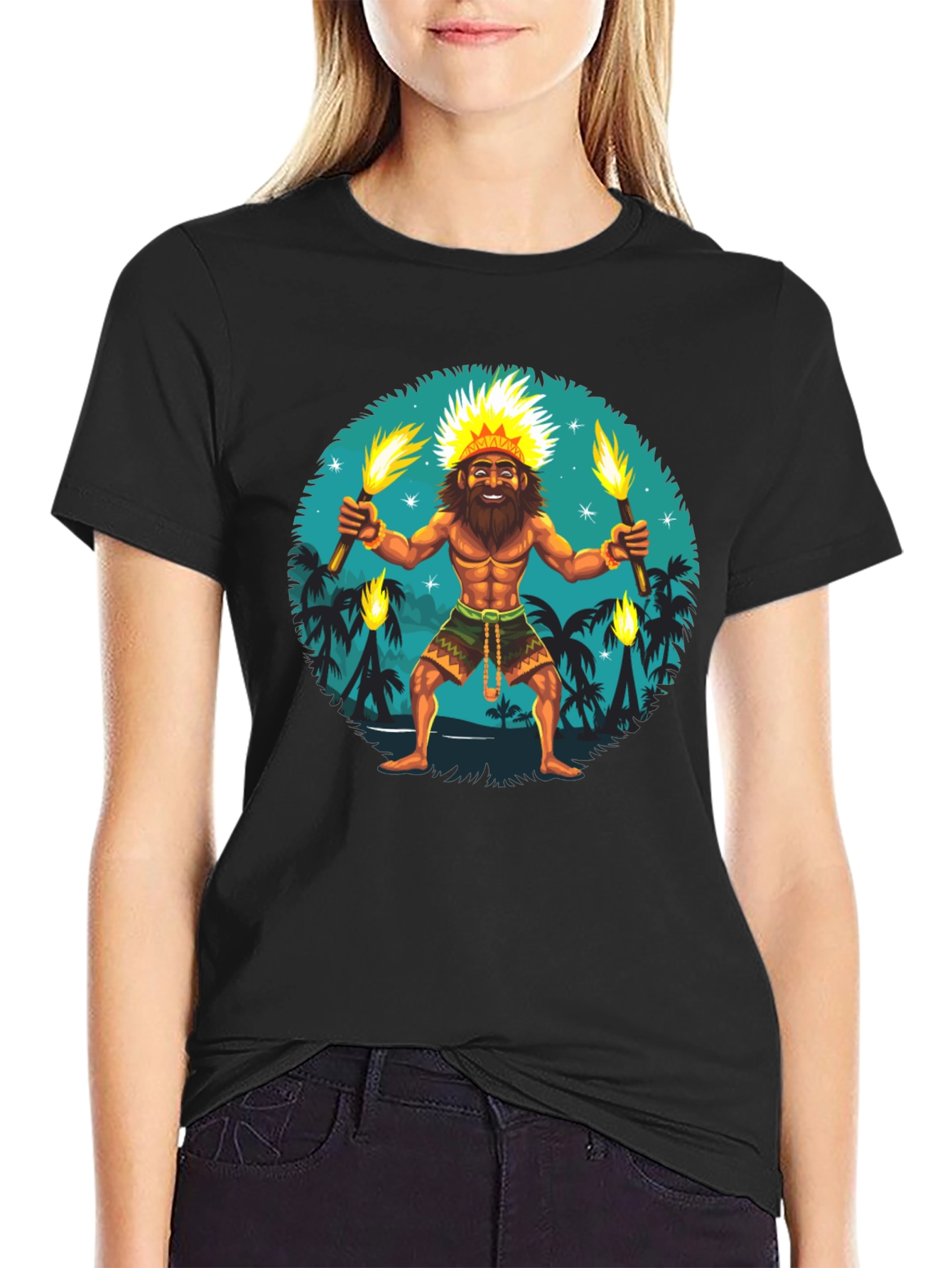 Island King T-Shirt: Tropical Torchbearer Design