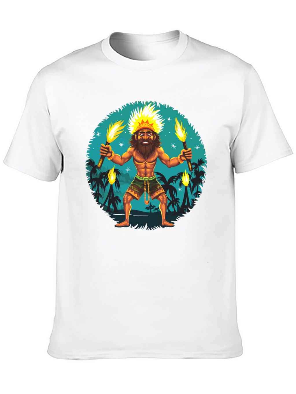Island King T-Shirt: Tropical Torchbearer Design