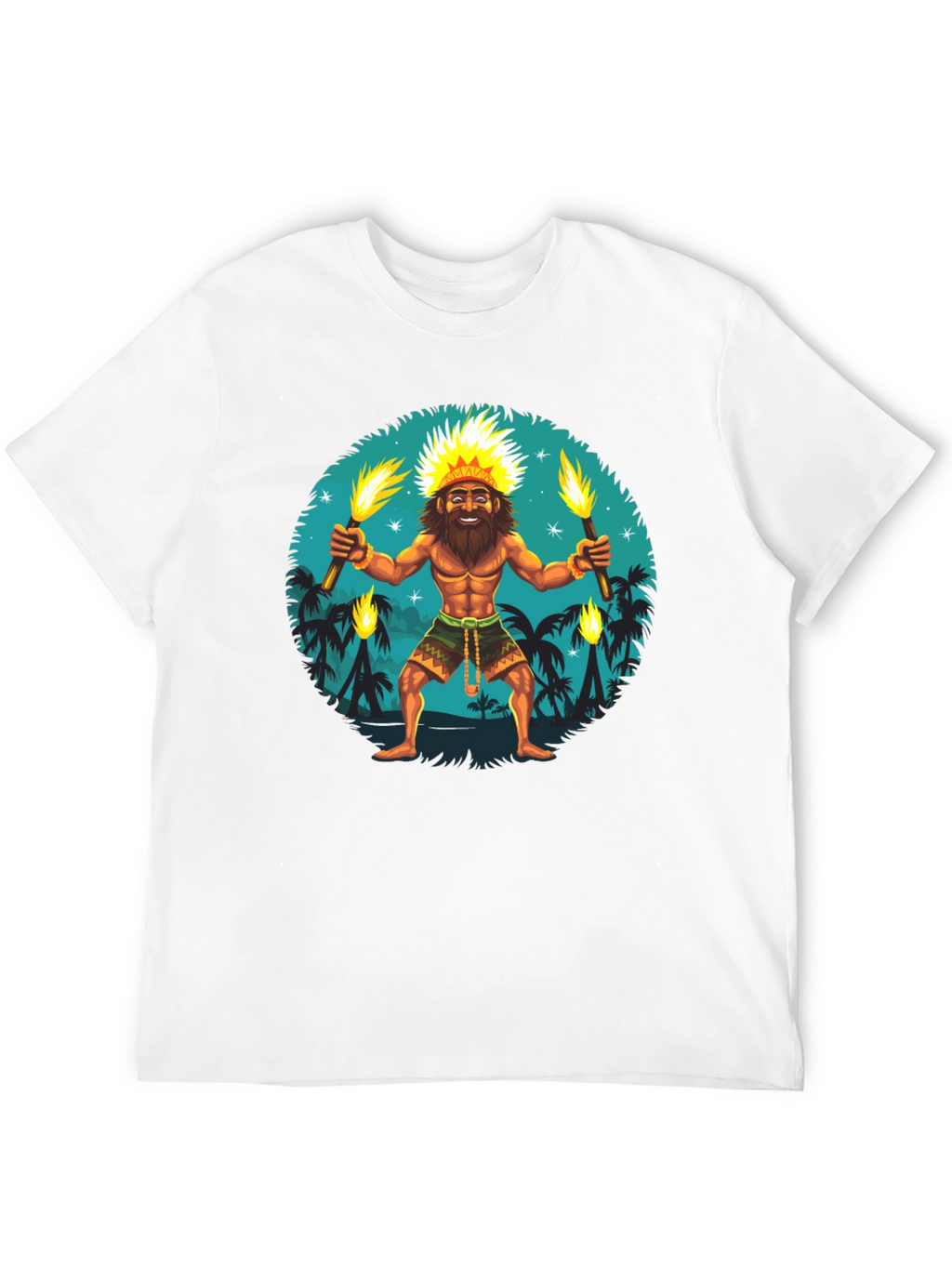 Island King T-Shirt: Tropical Torchbearer Design