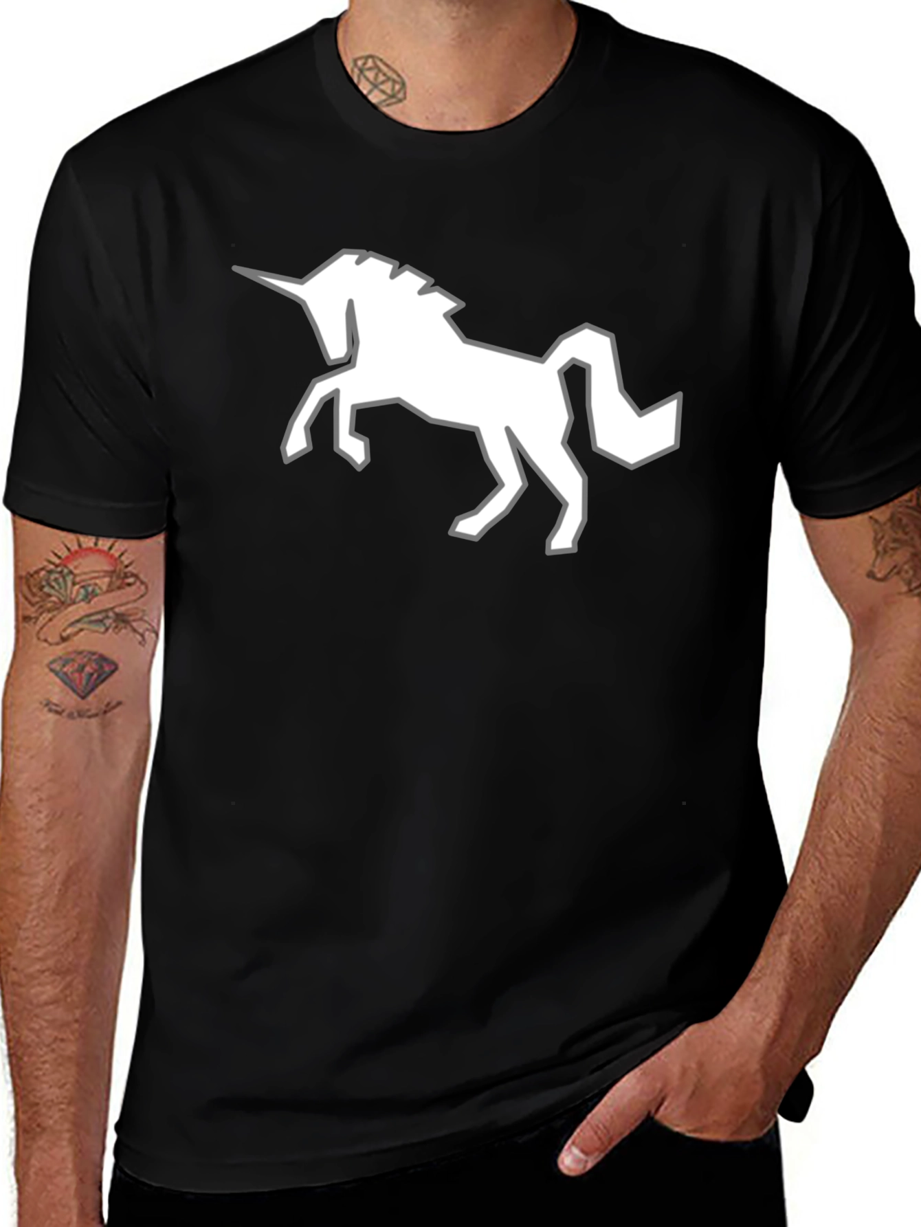 Unicorn Graphic Tee - Mens Black T-Shirt