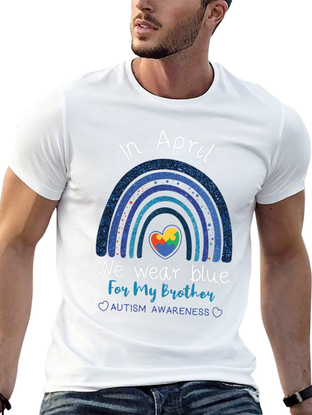 Autism Awareness Brother Blue Rainbow T-Shirt