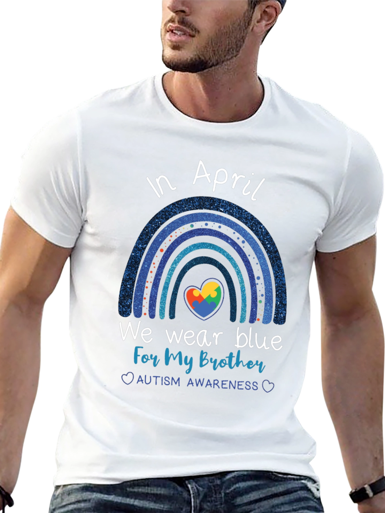 Autism Awareness Brother Blue Rainbow T-Shirt