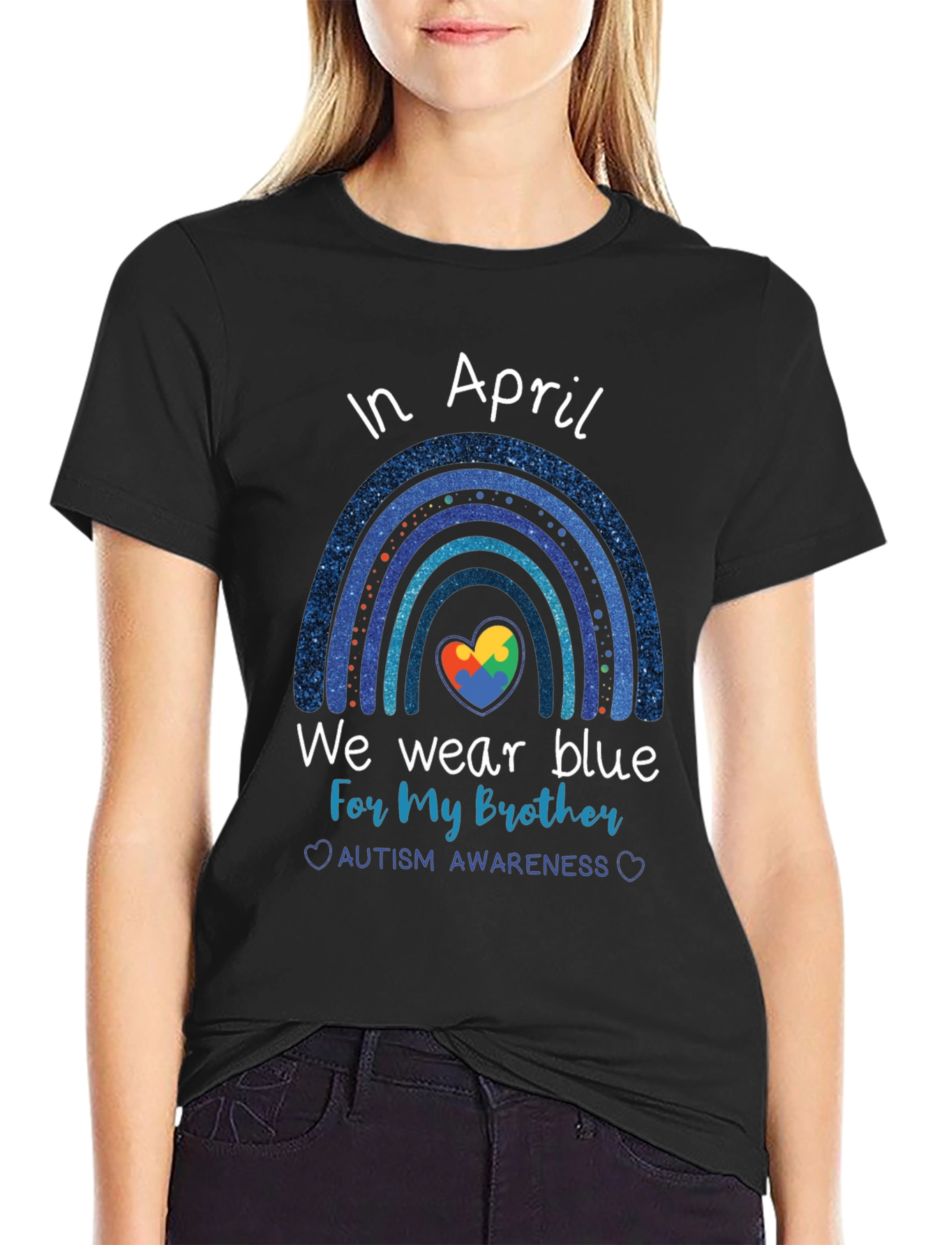 Autism Awareness Brother Blue Rainbow T-Shirt