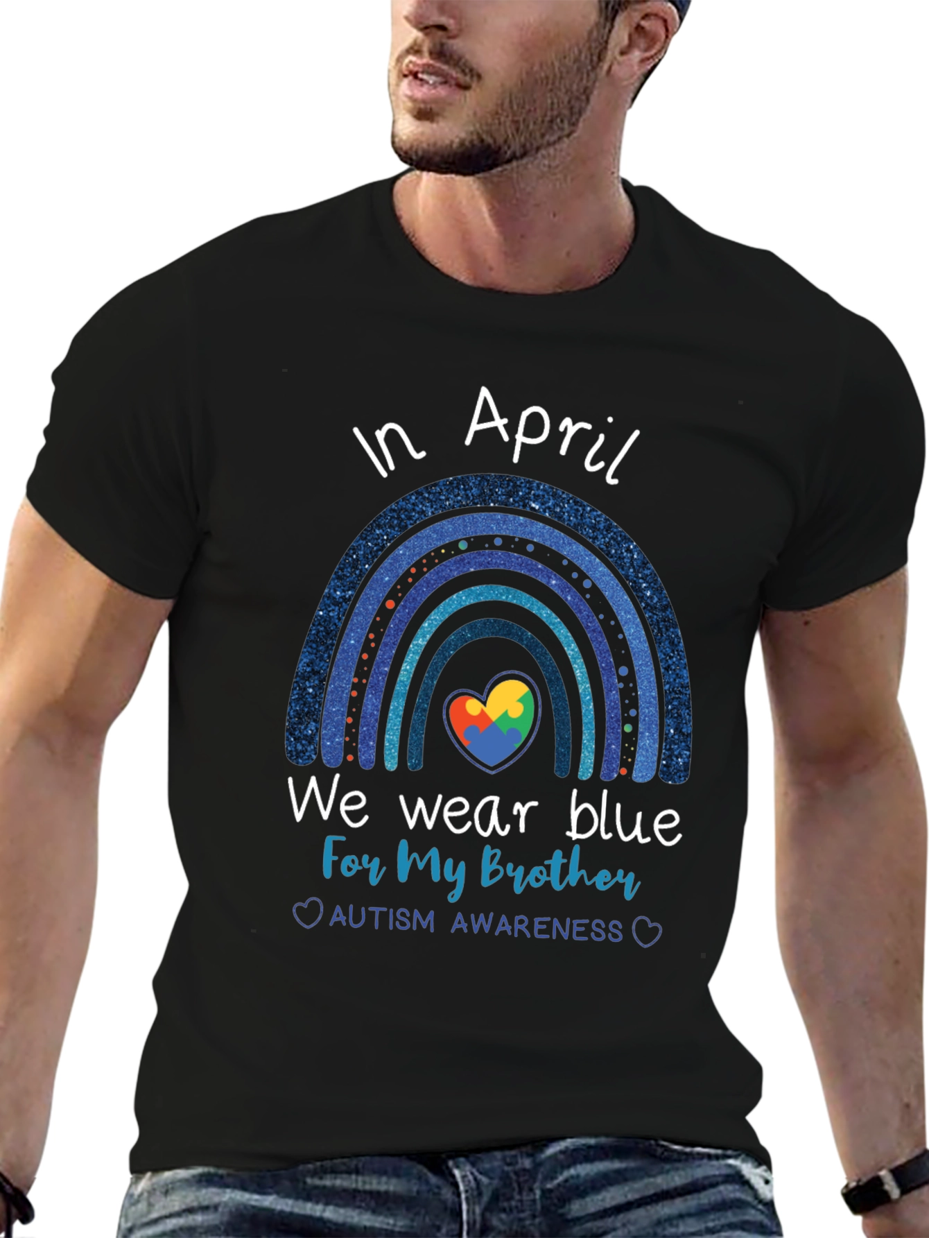 Autism Awareness Brother Blue Rainbow T-Shirt
